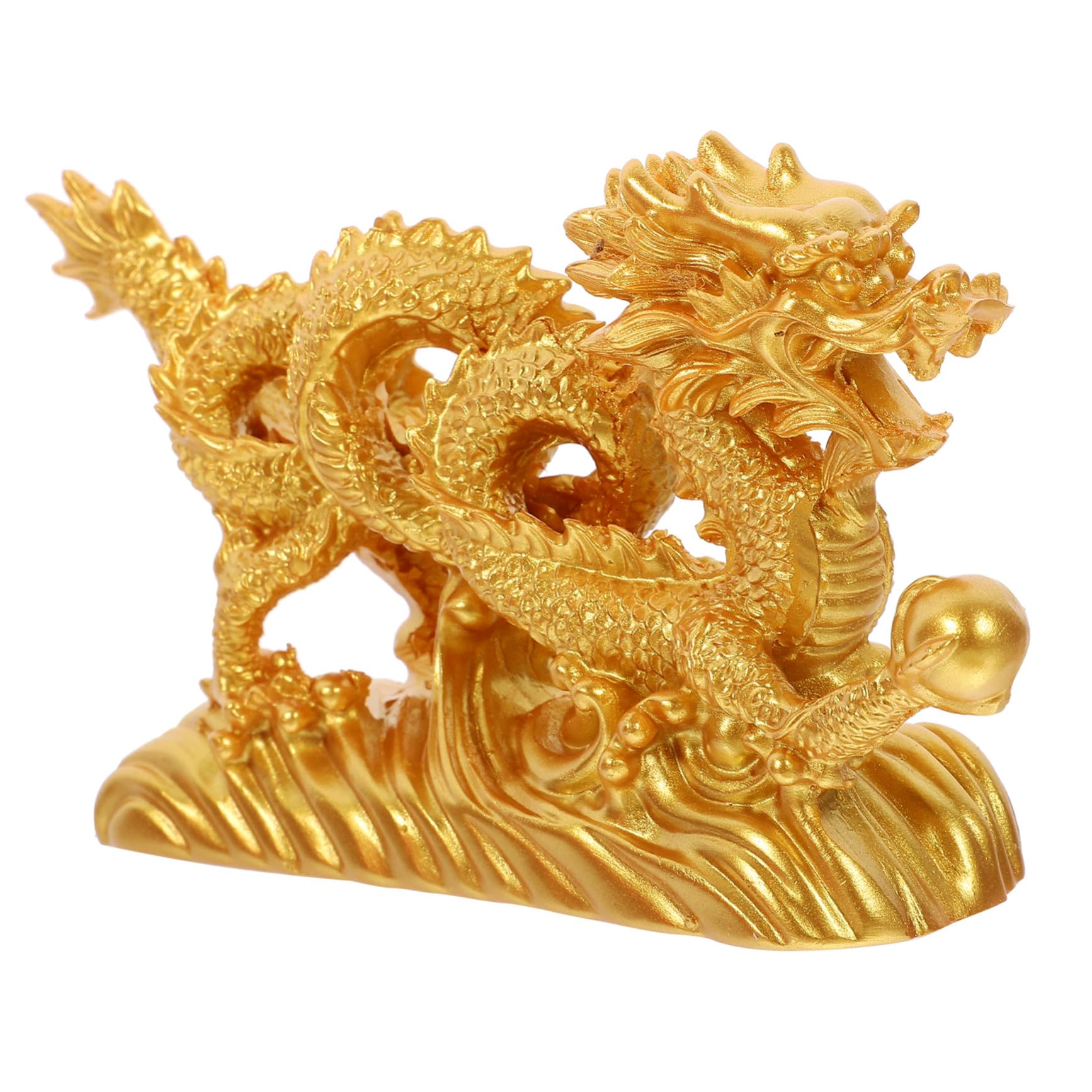 Figurine dragon en résine dorée décoration bureau sculpture rétro compacte