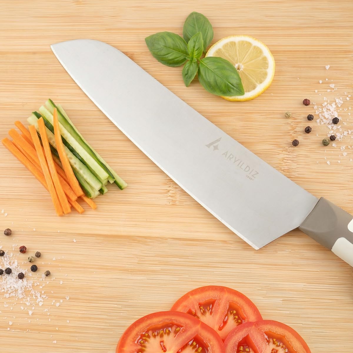 Aryıldız Plurex Santoku Bıçağı Koyu Bej 19 cm