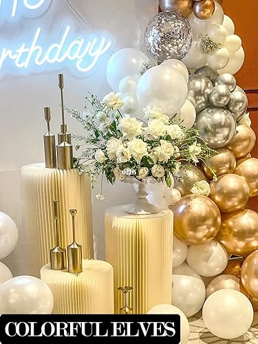 Miniatura 5 de COLORFUL ELVES 100 globos metálicos cromados de 12 pulgadas, color dorado champán, globos de látex para helio, globos gruesos brillantes para