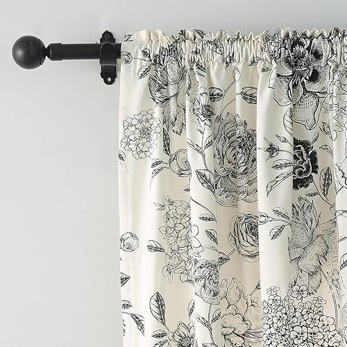 Miniatura 4 de Cortinas con estampado en crema de 63 pulgadas de largo, 2 paneles para sala de estar y dormitorio, 70% opacas, aislamiento de oscurecimiento