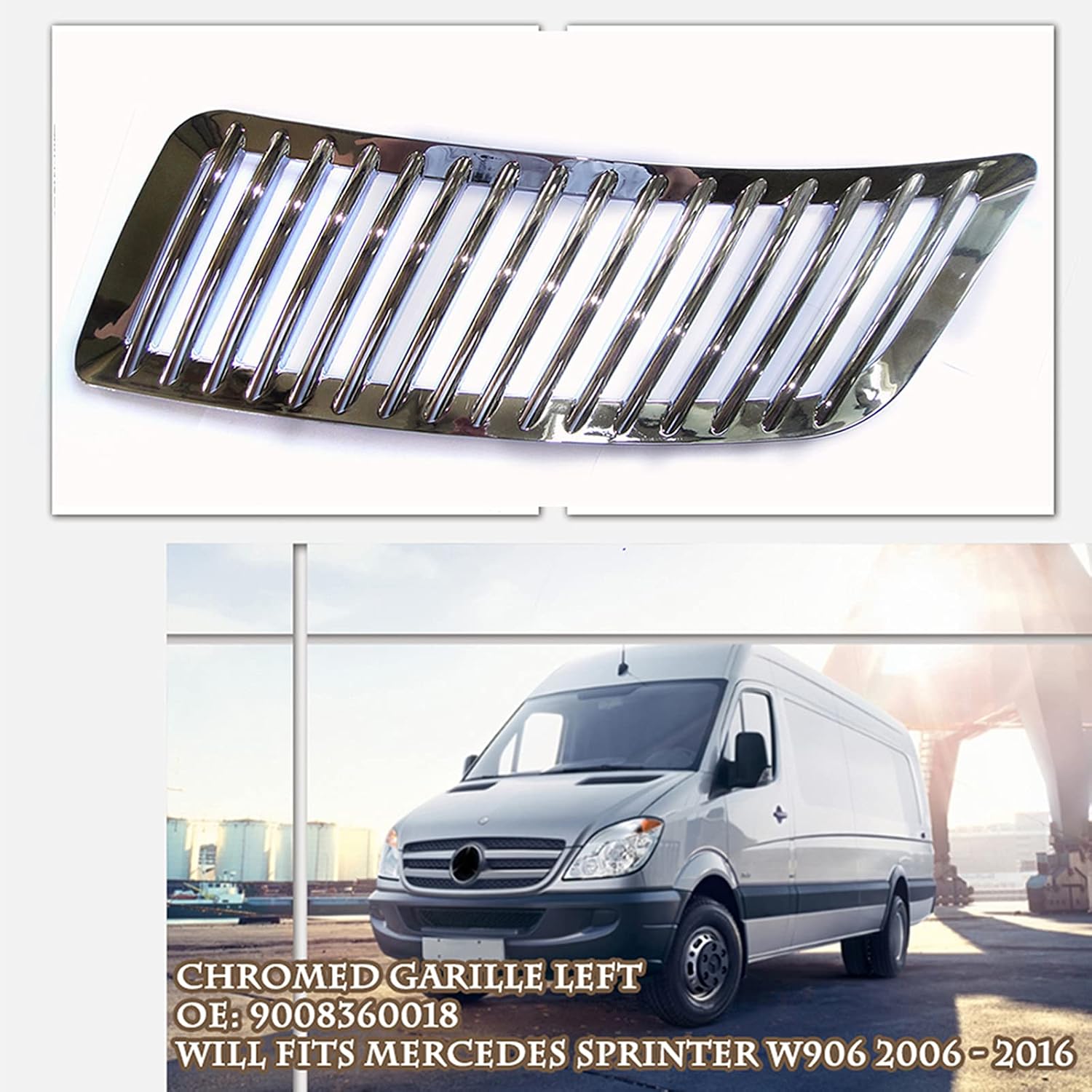 Hood Upper Closed Bonnet Vent Intake Grille Chrome Trim Front Left for Mercedes Sprinter 906 2500 for VW Crafter OE 9008360018
