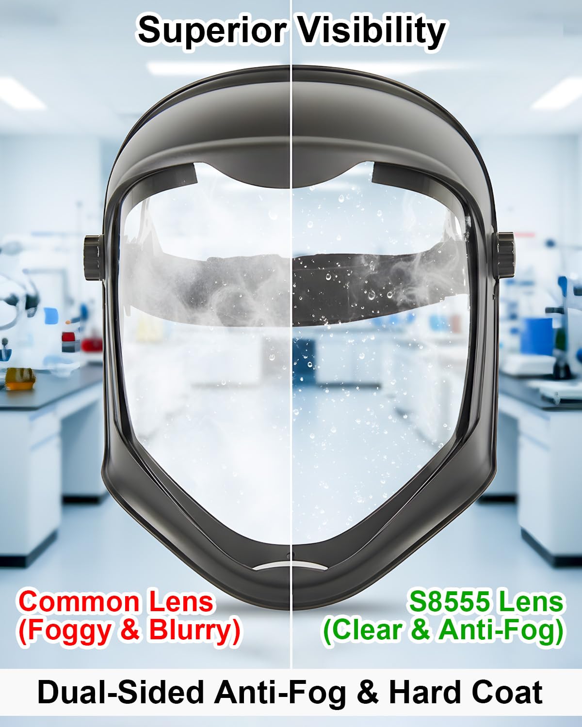 S8555 Face Shield Replacement Lens Fit for Honeywell Uvex S8500 S8510 Face Shield, Anti-Fog Protective Safety Visor Replacement