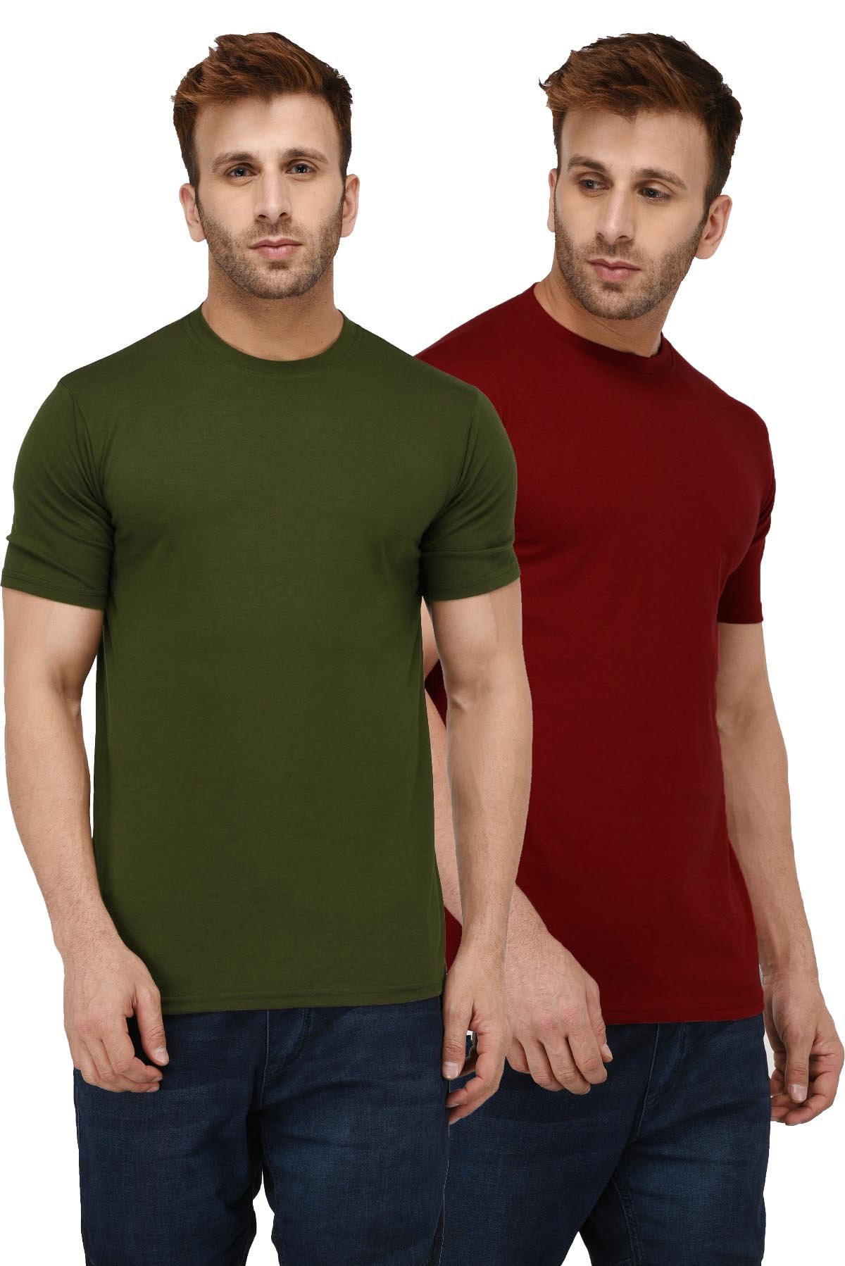 London Hills Regular Fit Solid Men Cotton Blend Half Sleeve Round Neck T-Shirt Pack of 2