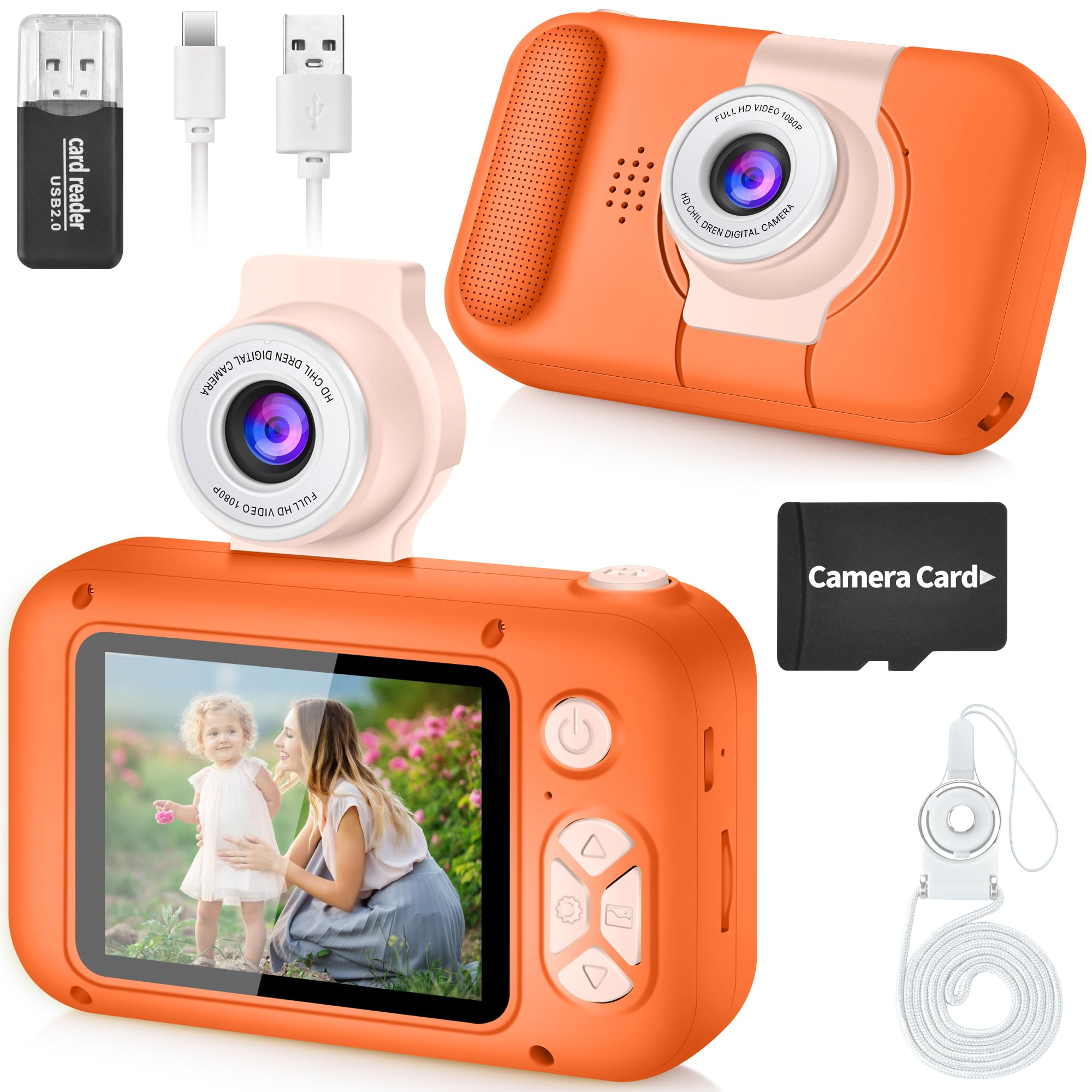 ARNSSIEN Macchina Fotografica Bambini, 2,4" Fotocamera Bambini con180 °Flip Len, Fotocamera Digitale Videocamera Regalo Bambino e Bambina 3 4 5 6 7 8 9 10 11 12 anni,Regalo di Compleanno e Natale,X101