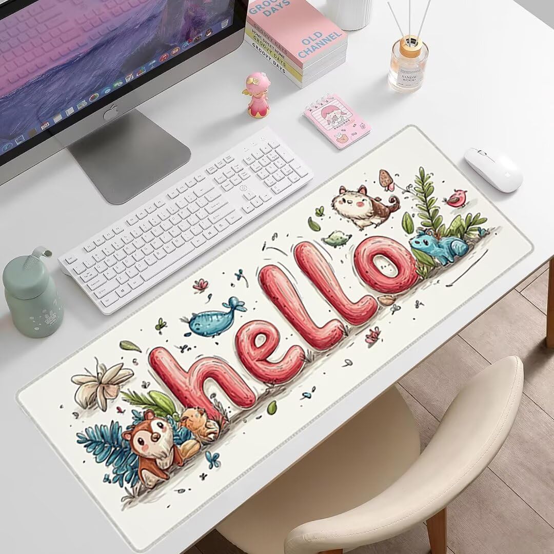 Podkładka pod mysz XXL Animal - 1600x800x3mm - biała duża mata na biurko z przeszytymi krawędziami i antypoślizgowa wodoodporna do komputera, laptopa poprawia precyzję i szybkość. -36558