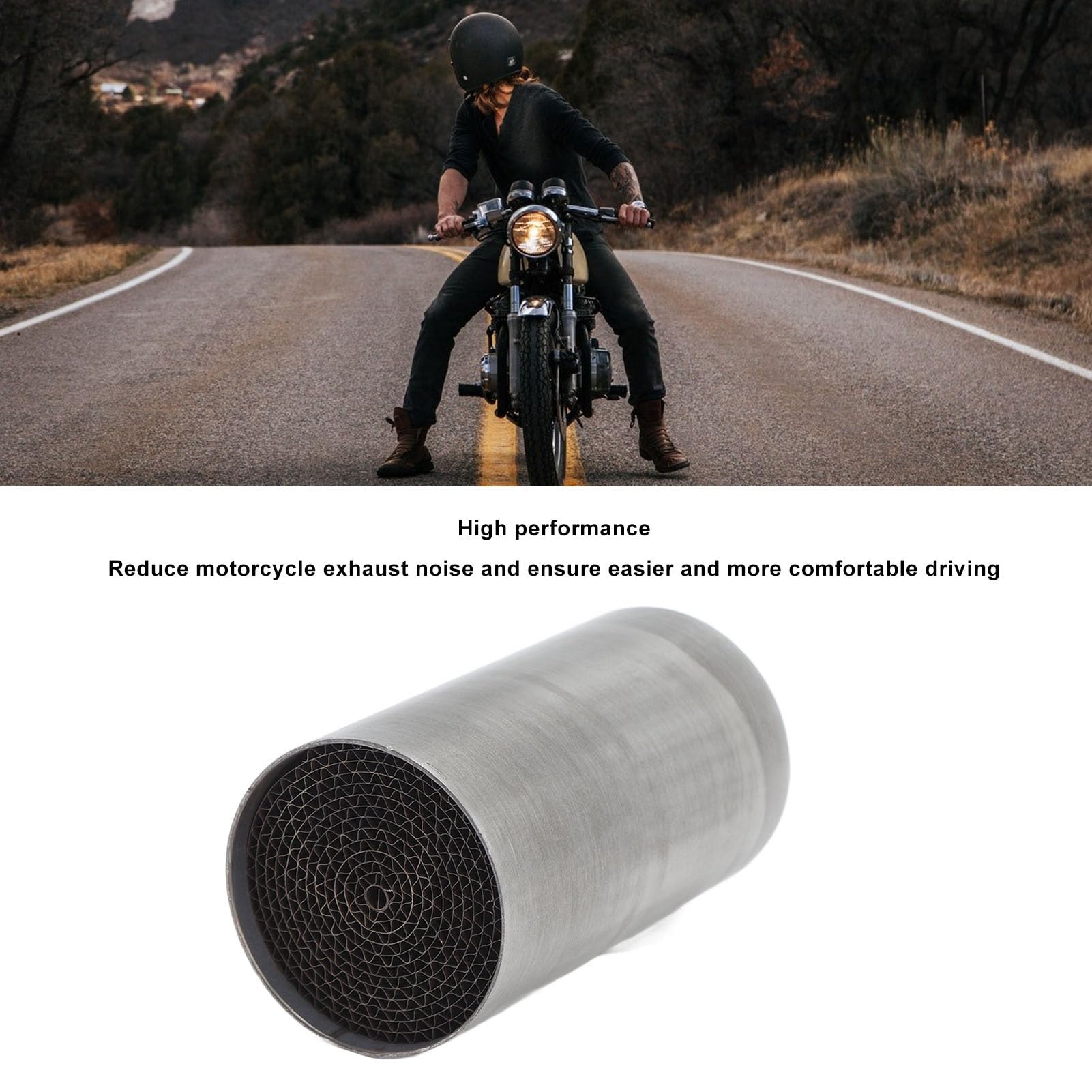 Qiilu Moto Tuyau D'échappement Catalyseur en Fer Avant Moyen Silencieux D'échappement Catalyseur Universel pour Moto (53 * 100mm)