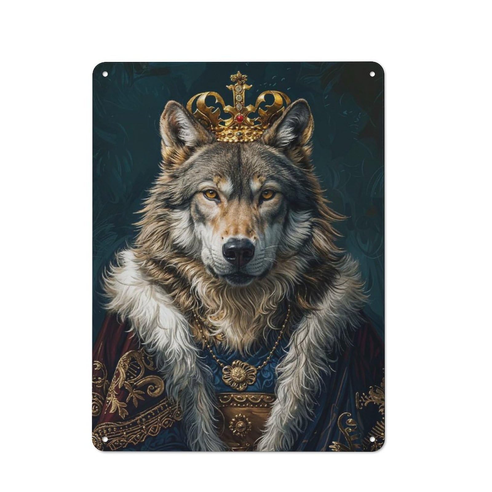 Cottage Tin Sign 40x30cm Featuring Wolf King, Porch Wall Decor for Shed, Garden Room, Porch Or Garage