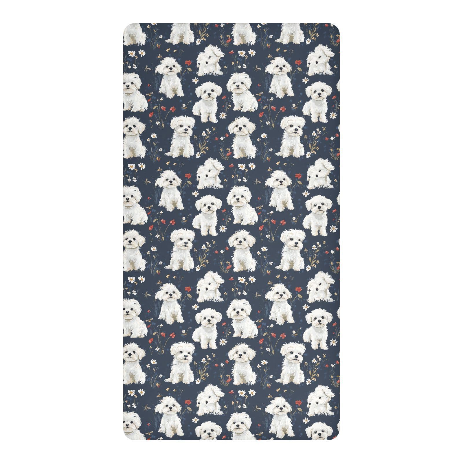 Draps de lit imperméables pour bébé 132x71 cm à motif bichon maltais