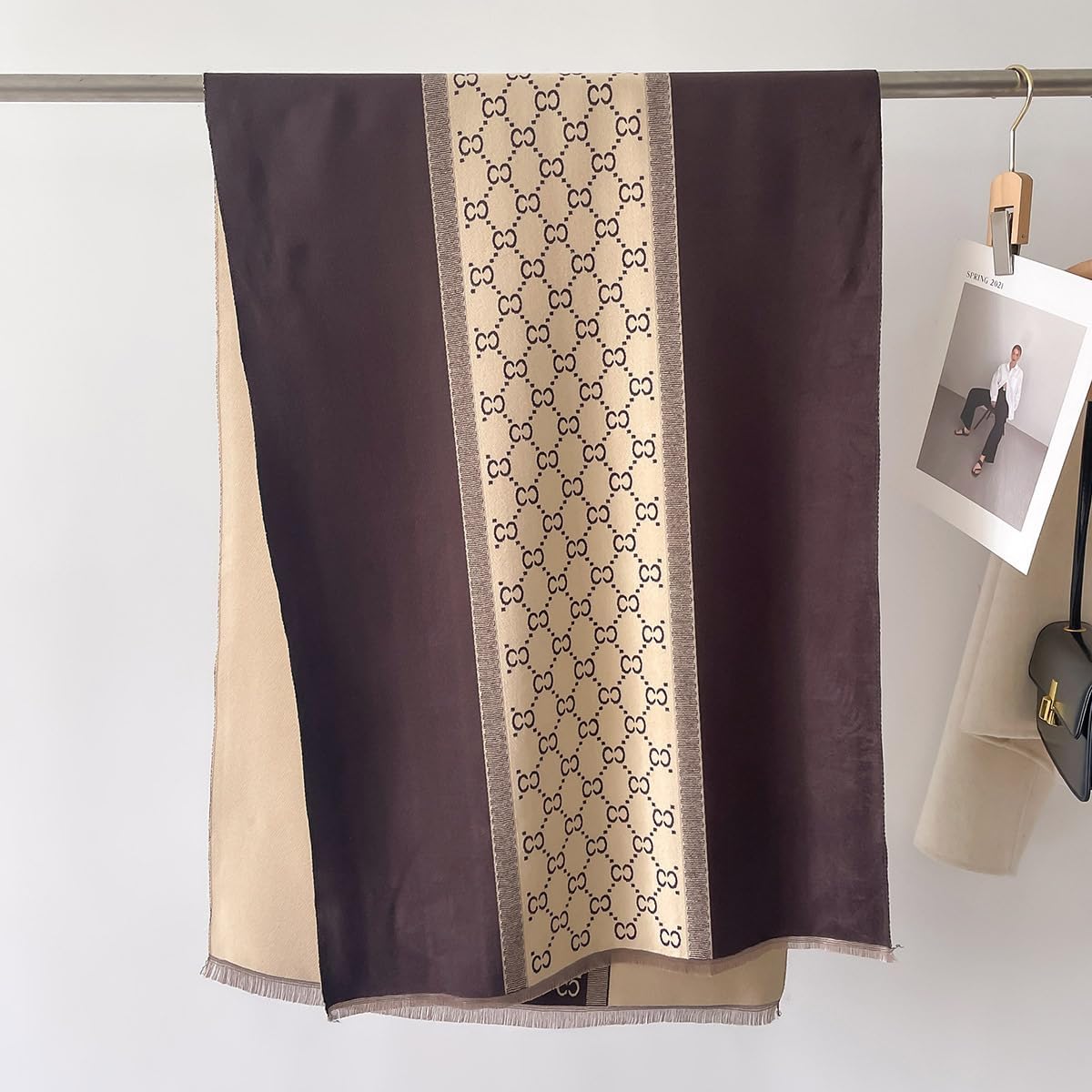 FairyCity Women's Soft pashmina Shawl Oversized Winter Warm blanket Scarf Long Cashmere Shawls Wraps Geometric patterns - Image 6