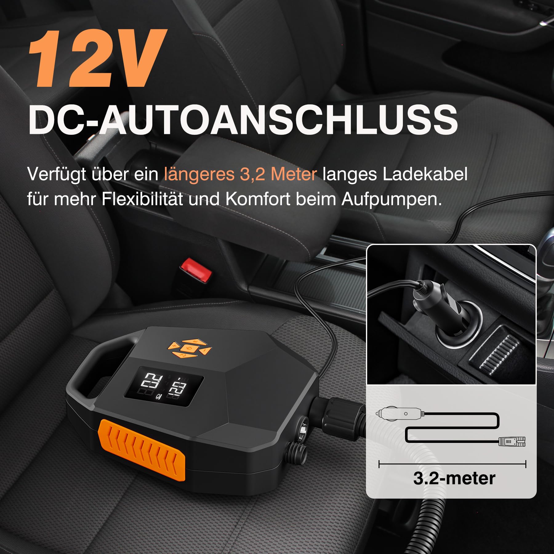 Pompa elektryczna SUP 20 PSI – Dwusilnikowa pompa powietrza z automatycznym wyłączaniem, adapter samochodowy 12 V do nadmuchiwanych desek, kajaków, łodzi – Cichy i szybki nadmuch