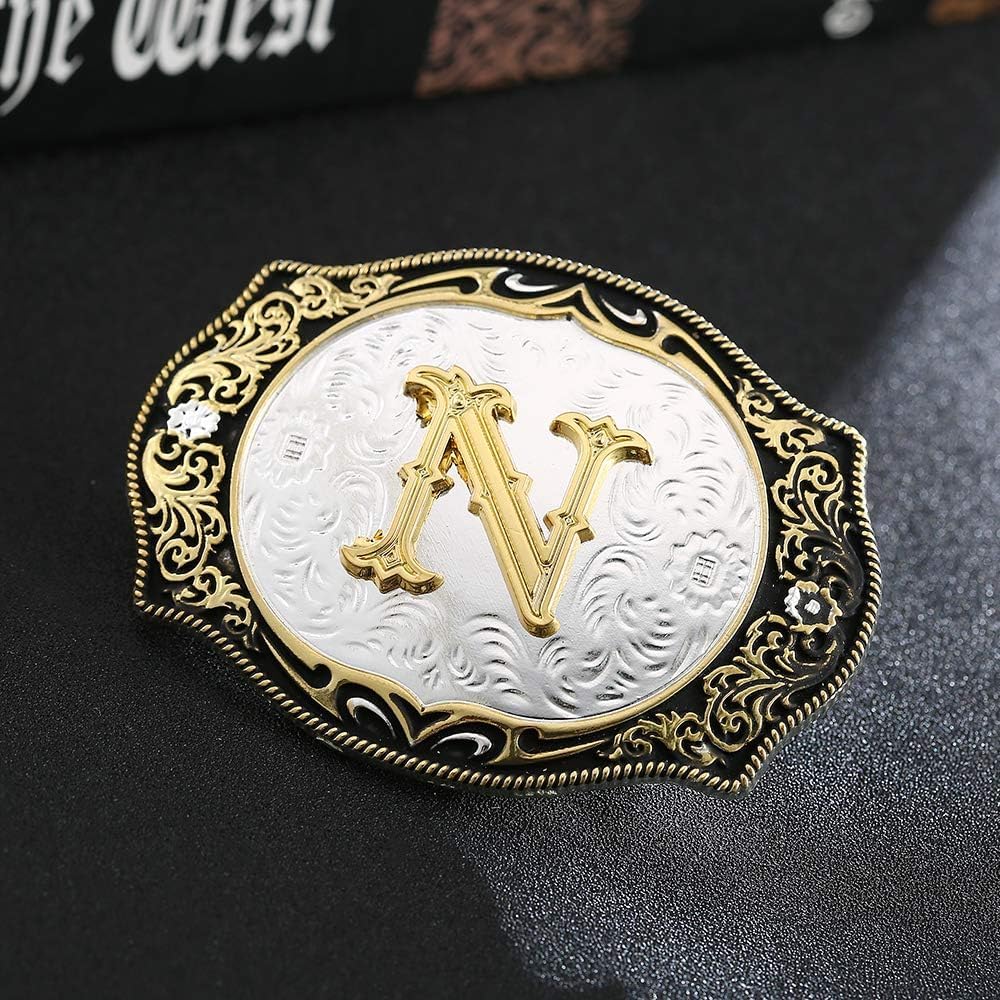 Western Belt Buckle Initial A to Z Cowboy Small Belt Buckles for Men Women image 2