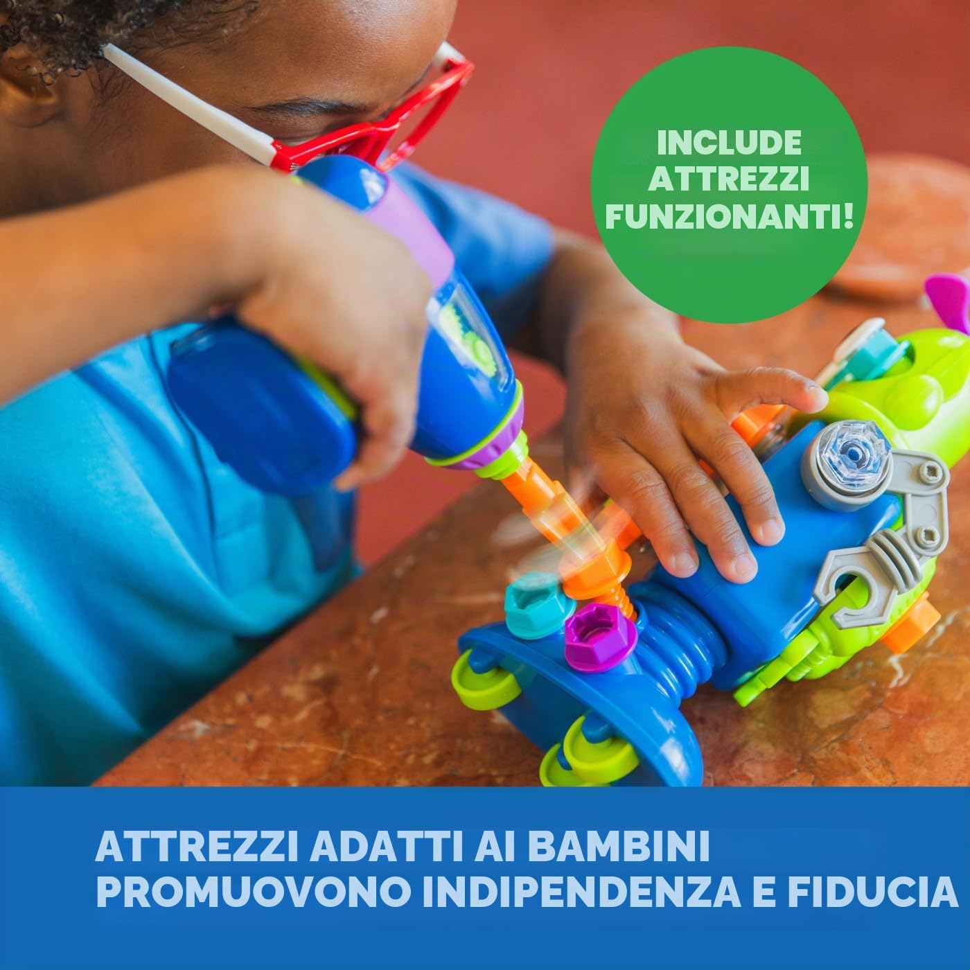 Learning Resources Design & Drill Laboratorio di Progettazione e Trapano Robot, Giocattoli robotici per Bambini e Bambine di 3 Anni, Giocattolo STEM, Giocattolo da smontare con Trapano da Lavoro