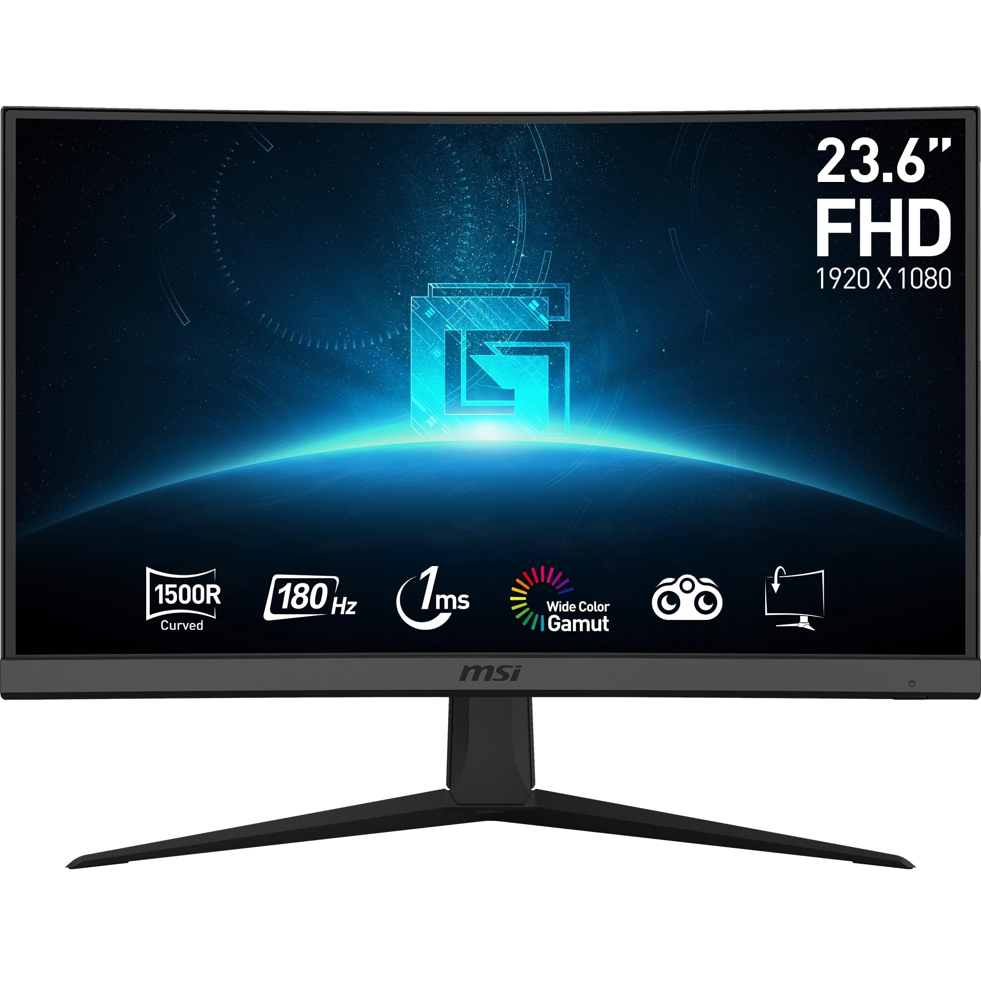 MSI G24C6 E2 Zakrzywiony ekran PC do gier 23,6" Full HD - panel VA 1500R, 1920x1080, 180Hz/1ms, 16:9, FreeSync Premium - HDMI 2.0b, DisplayPort 1.2a