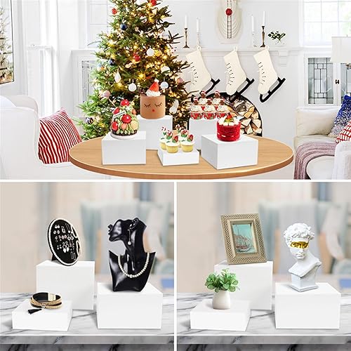 Miniatura 3 de Juego de 6 elevadores de buffet, soportes de exhibición de alimentos para fiestas, cubos acrílicos con fondo hueco, soporte para pastel de boda,