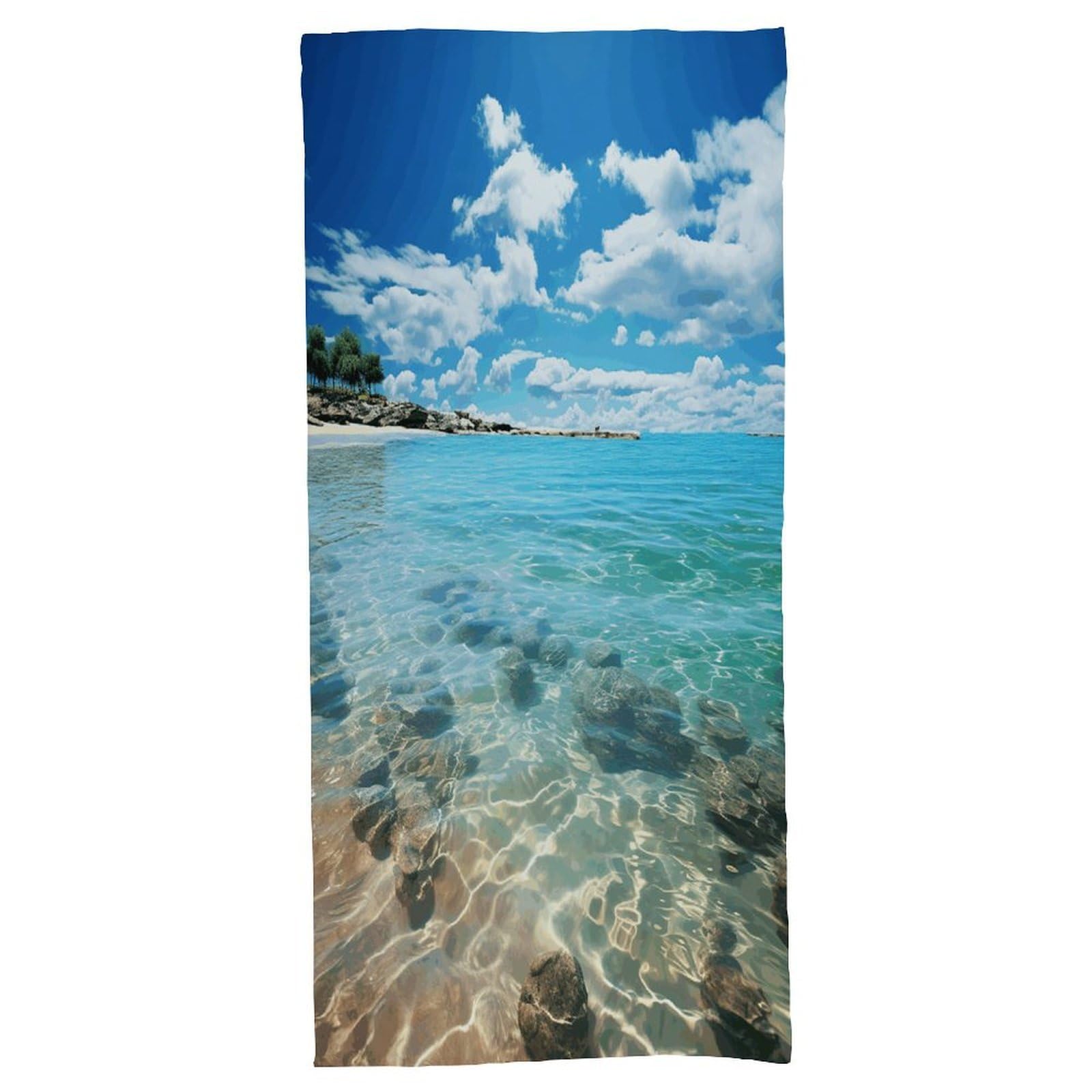 Fodpand Style Scenic Sea Water Bath Towel, Highly Absorbent & Quick Drying Beach Towel, Compact & Lightweight Pool Towel For Bathroom, Beach, Pool, Gym, Spa, And Hotel Use