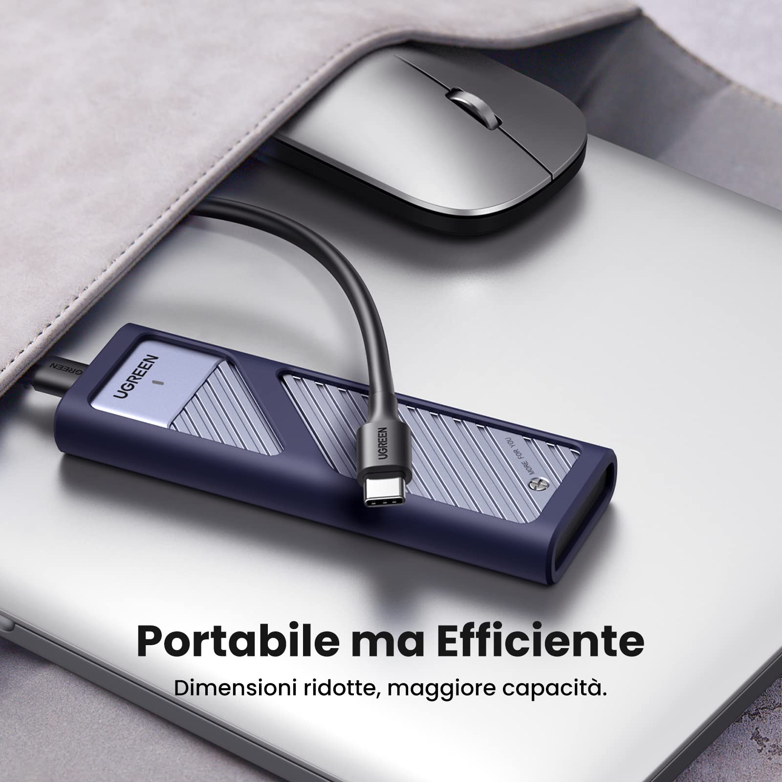 UGREEN Case Esterno per SSD M.2 NVMe PCIe USB C 3.2 Gen 2 10Gbps UASP, Case Disco Rigido 2TB M/M&B Key, Case Hard Disk con Cavo USB C Compatibile con 970 Evo Plus 980 PRO WD SN770 Kingston Blu