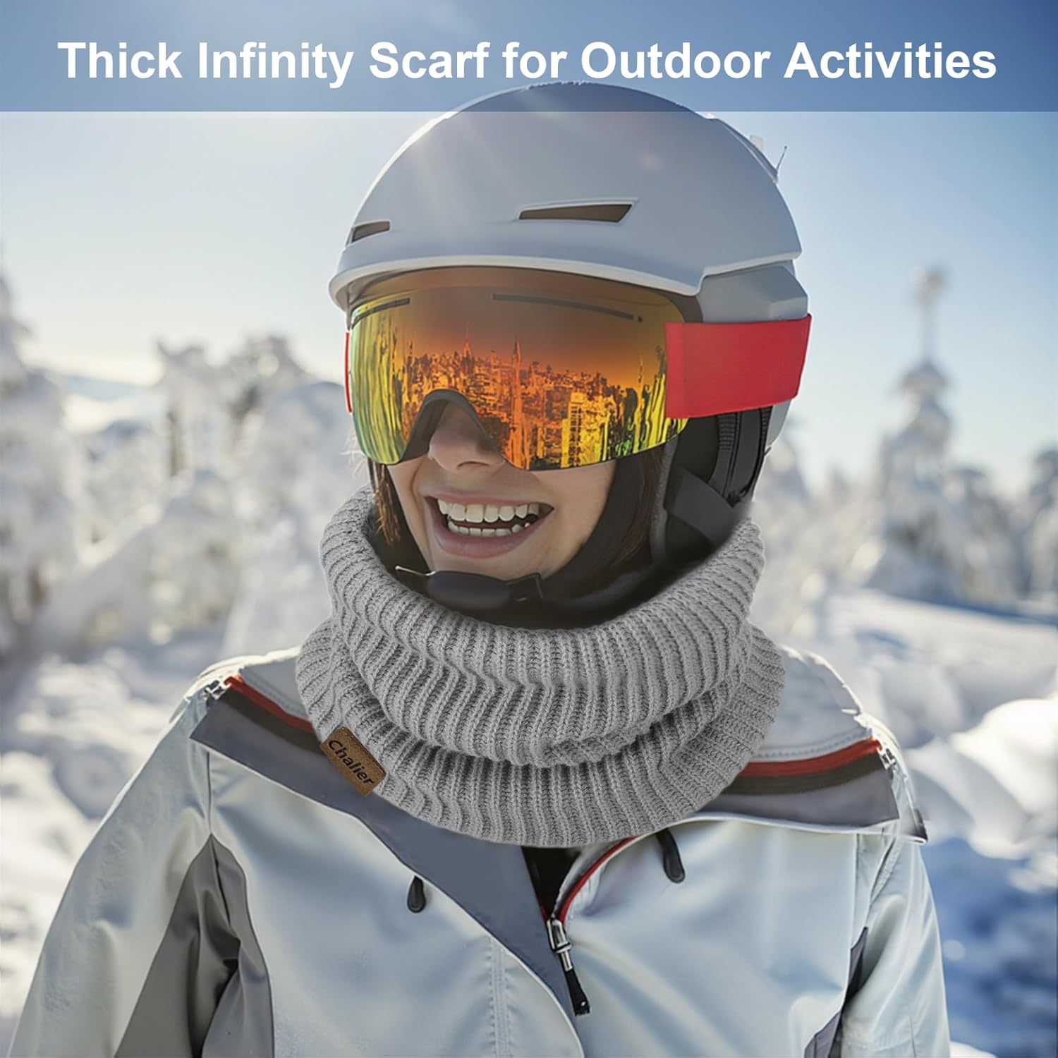 Chalier 3 Pack Neck Warmer for Women Cold Weather Knit Winter Scarf Thick Infinity Neck Gaiter for Men Women - Image 6