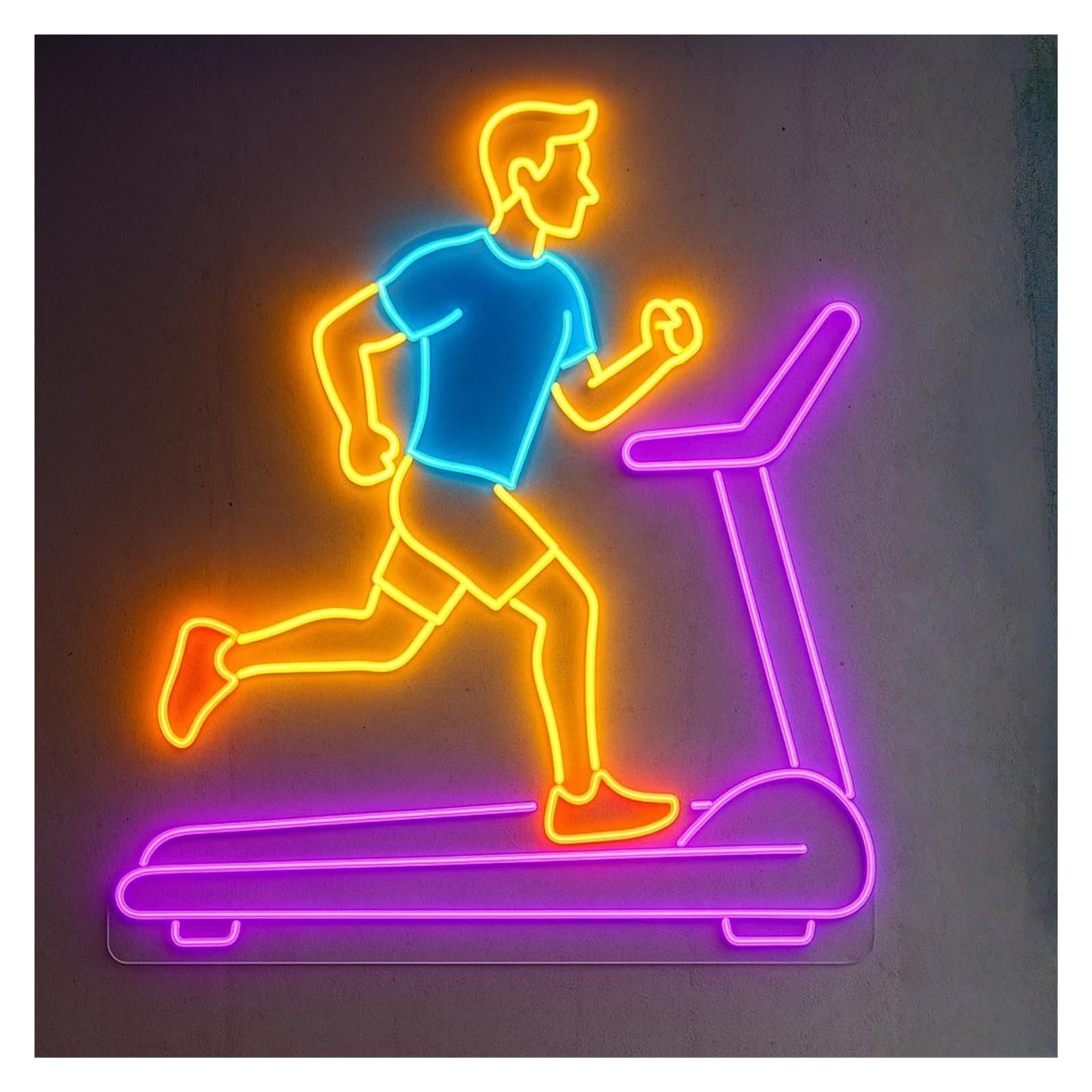 RONGCH Hanging Art Signs Man Treadmill Sport Neon Light Dimmable for Physical Activity Sports Hall Gym Room Decor Sign Illuminated Lamp 55cm