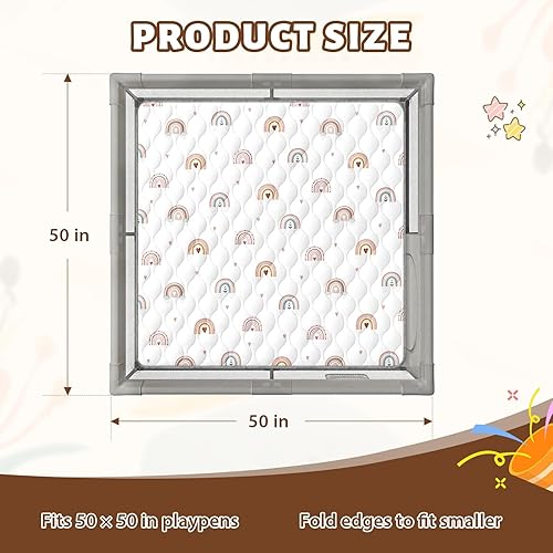 Miniatura 2 de Tapete de juego para bebés de 50 x 50 pulgadas, tapete de espuma extra gruesa, resistente al agua, antideslizante, tapete acolchado para bebés,