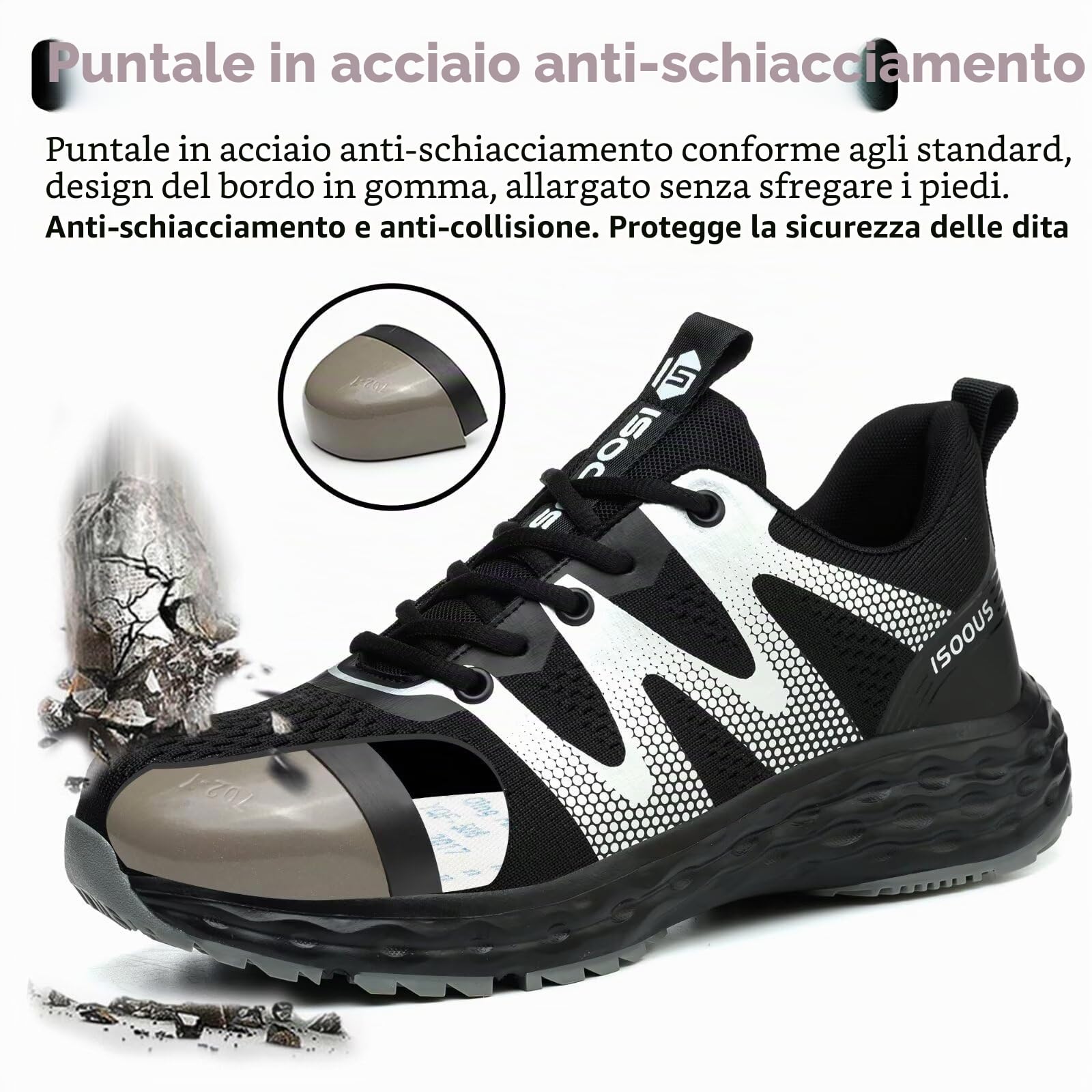 Scarpe Antinfortunistiche Uomo Donna Leggere Scarpe da Lavoro Comode Scarpe Sicurezza con Punta in Acciaio Traspiranti