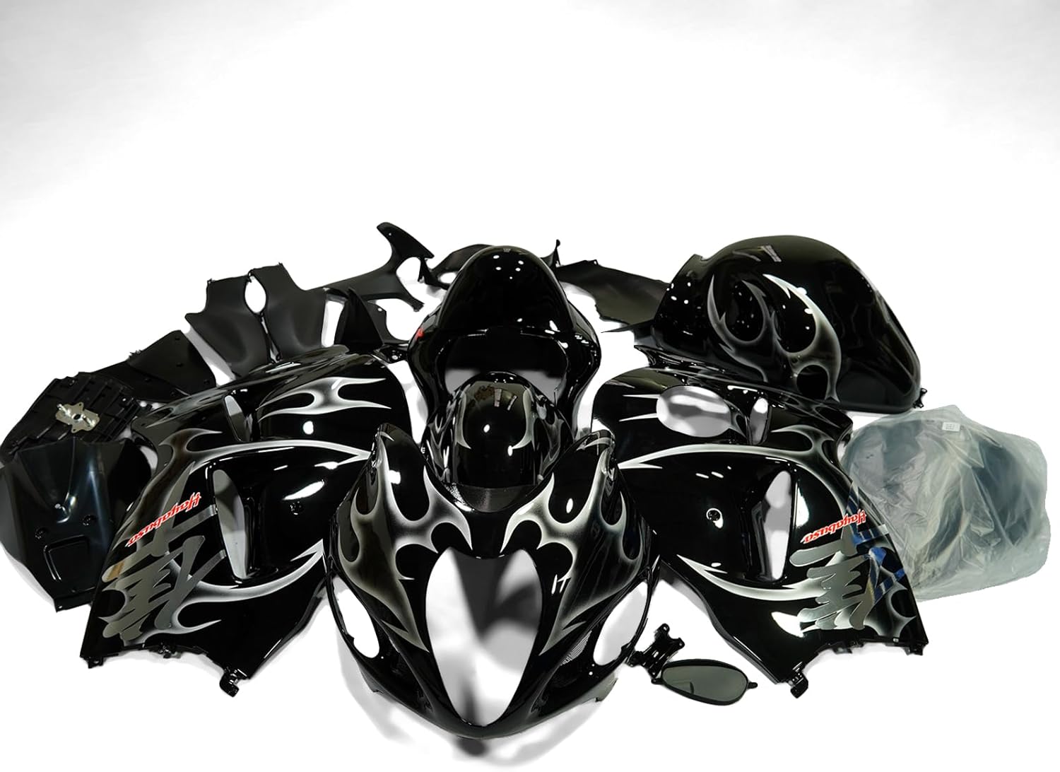 ZXMOTO Black Silver Full Fairing kits with Tank Cover ABS Bodywork for Suzuki GSXR 1300 HAYABUSA 1997-2007 1998 1999 2000 2001 2002 2003 2004 2005 2006 2007