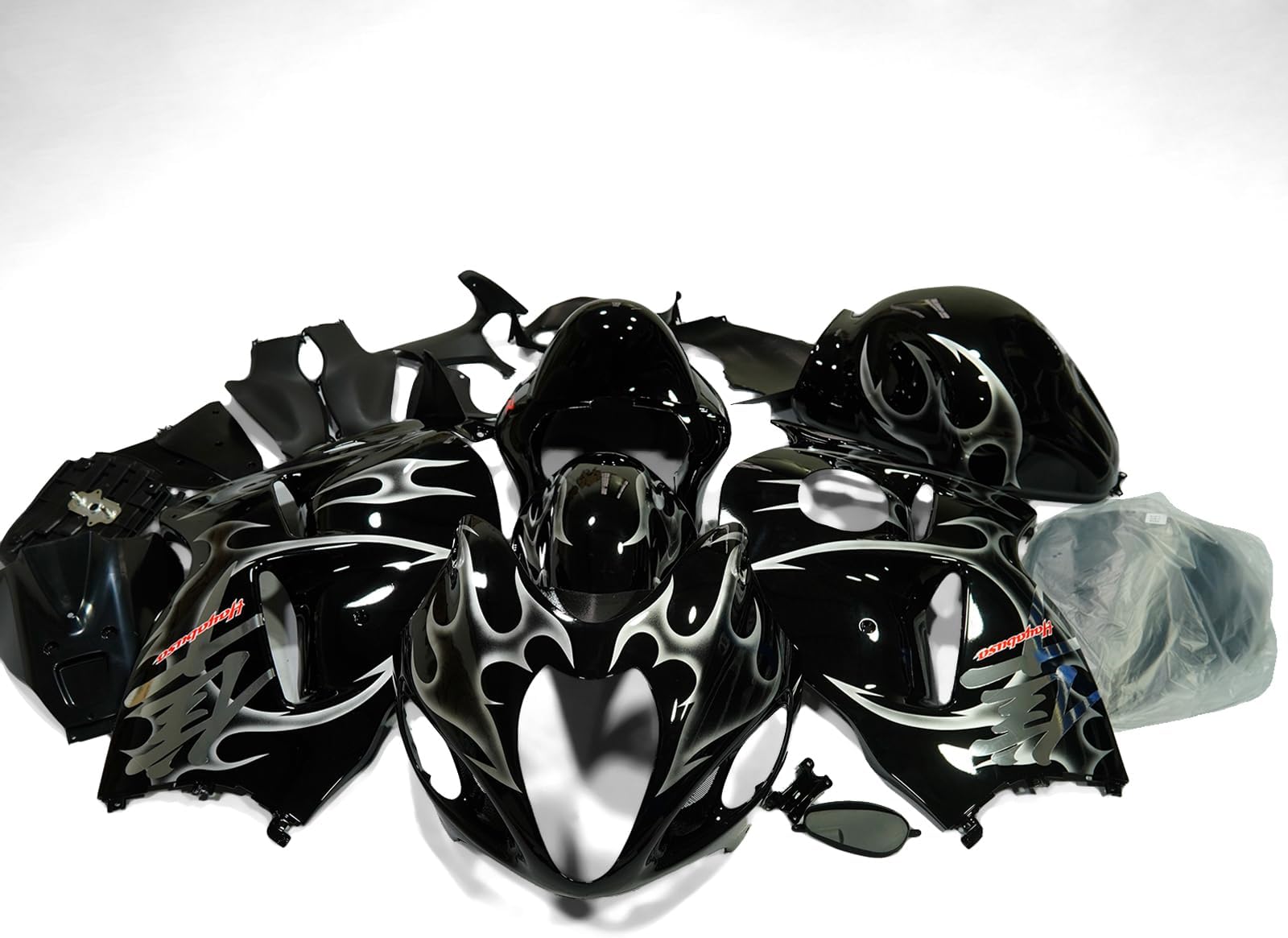 ZXMOTO Black Silver Full Fairing kits with Tank Cover ABS Bodywork for Suzuki GSXR 1300 HAYABUSA 1997-2007 1999 2000 2001 2002 2003 2004 2005 2006 2007