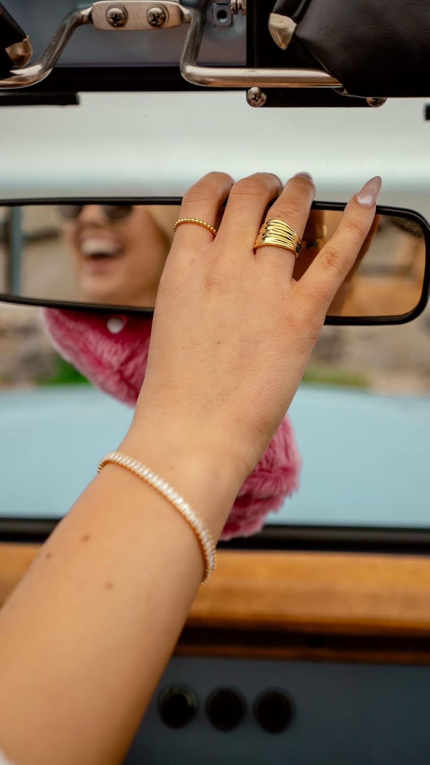 Hammered Gold Ring – 18K Gold Plated Stackable Band for Women, Minimalist & Hypoallergenic Jewelry for Everyday Wear or Gifting - Image 9