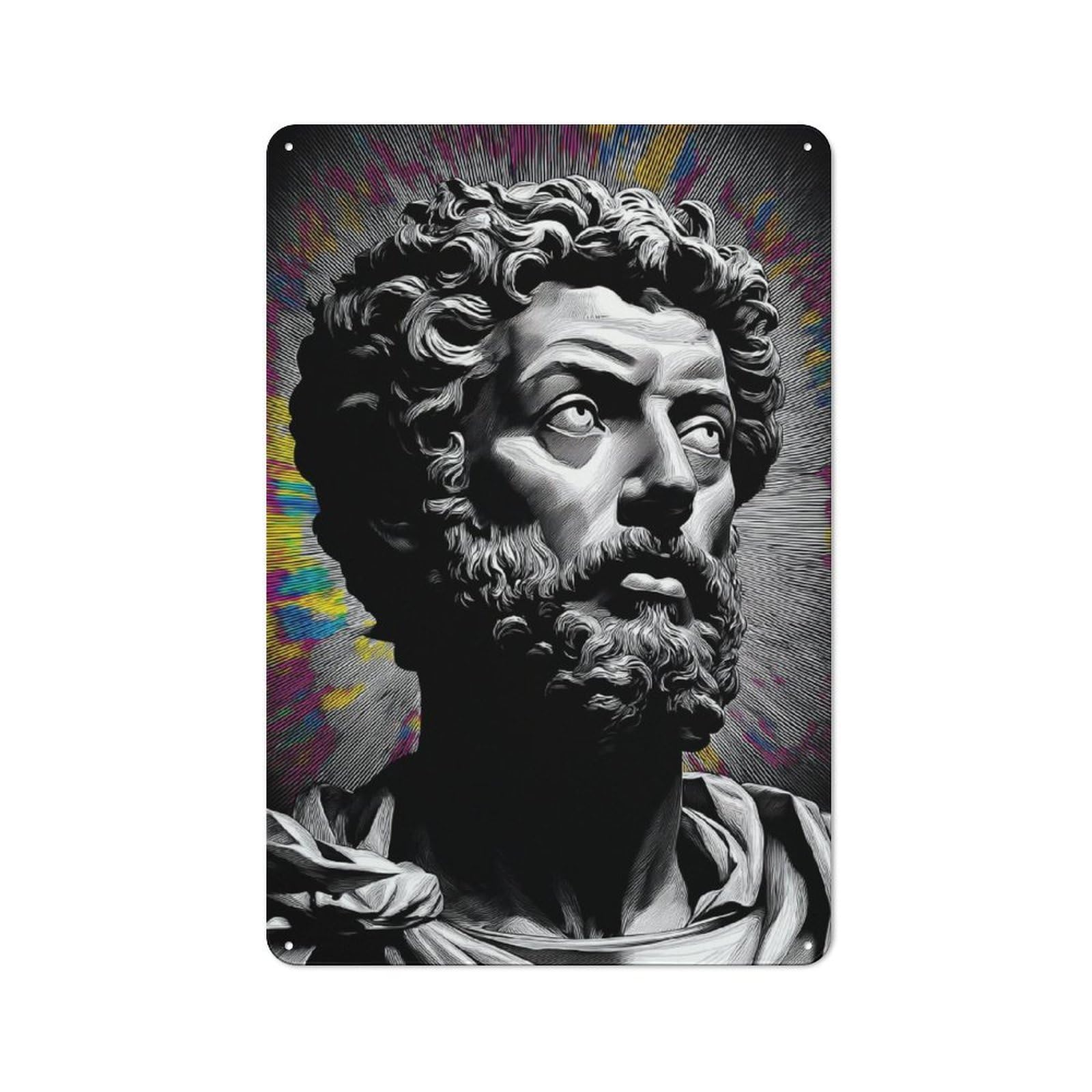 Junmoney Renaissance Portrait With Whimsical Backgroun Tin Wall Plaque 30X20cm With D For Garage Or Workshop, For Living Room, Hallway And Entrance Wall Decor