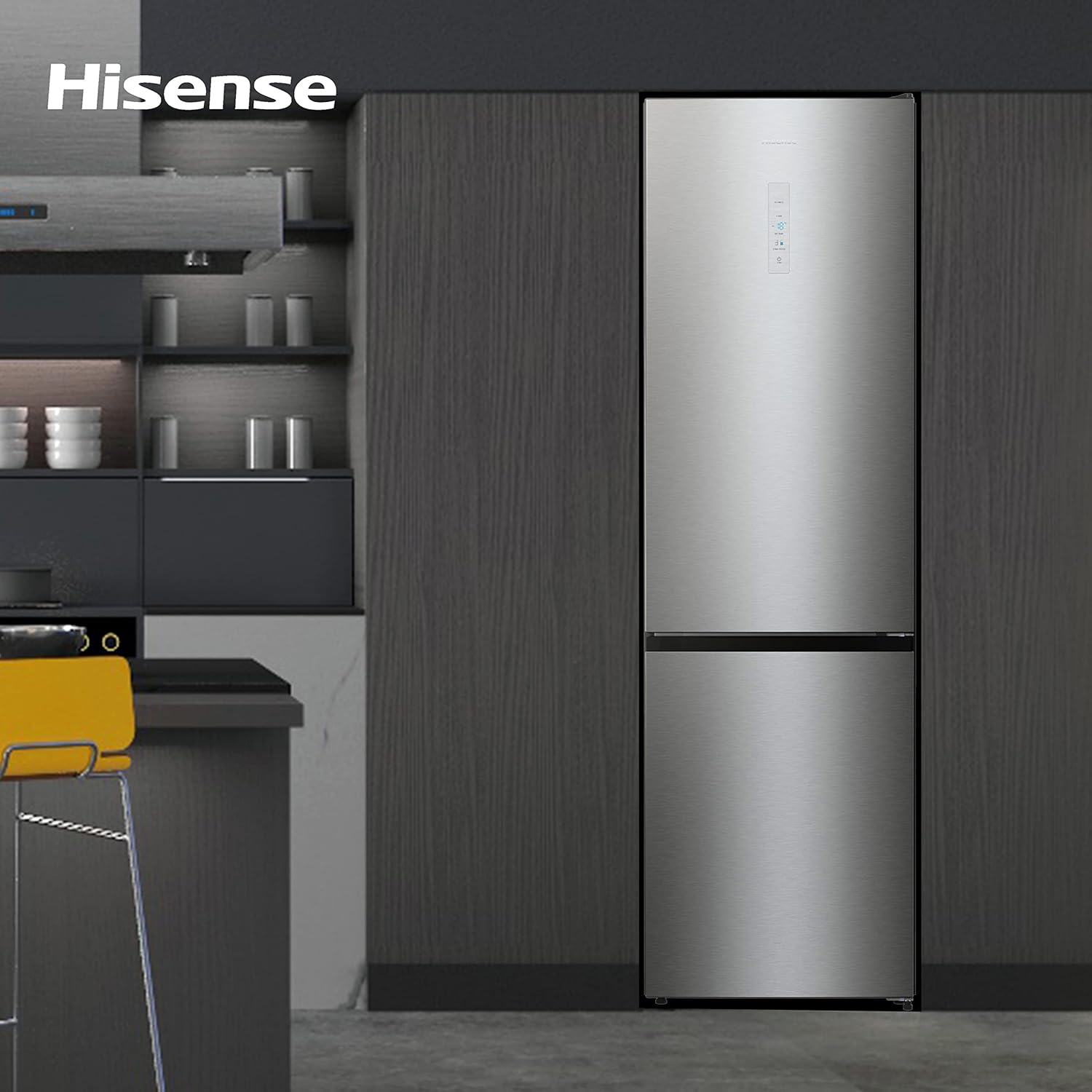 Hisense RB372N4AC2 Frigorifero Combinato a libera installazione, Total No frost con ventilazione multiflow, Inox Look, Altezza 178,5 cm, capacità netta 287 L [Classe di efficienza energetica E]