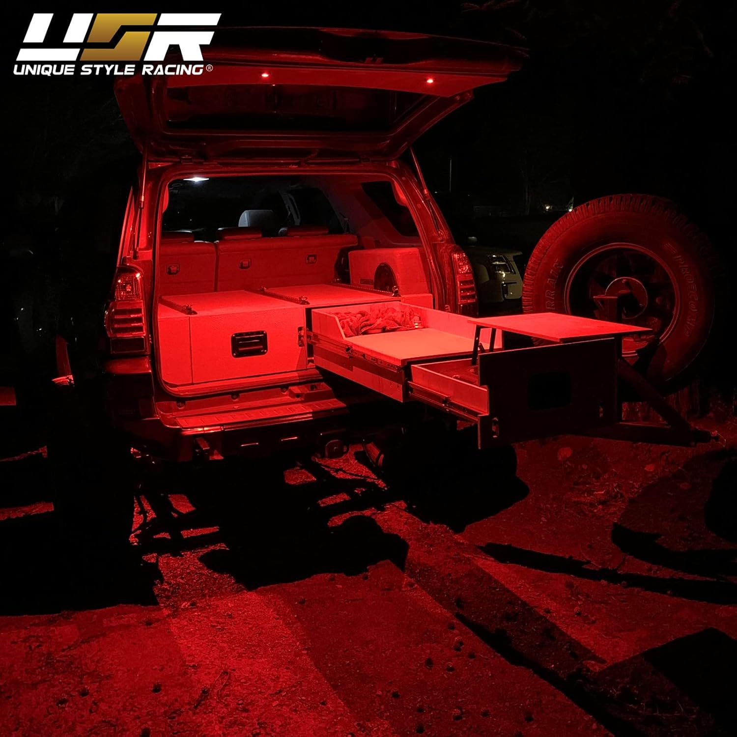 COMPLETE Interior LED Panel (30 LEDs) + 8 Bulbs Set for Center Dome, Door Courtesy, Map, Rear Cargo Lift Gate Light - Compatible with 2010-2022 Toyota 4Runner (Red)