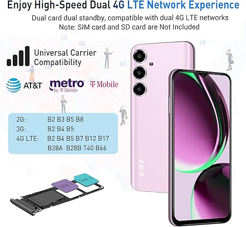 Miniatura 6 de Xgody V50 - Teléfono celular Android, 4 GB de RAM + 64 GB de ROM, 6.55 pulgadas HD, ranuras duales 4G LTE Sim desbloqueado, cámara principal de 13