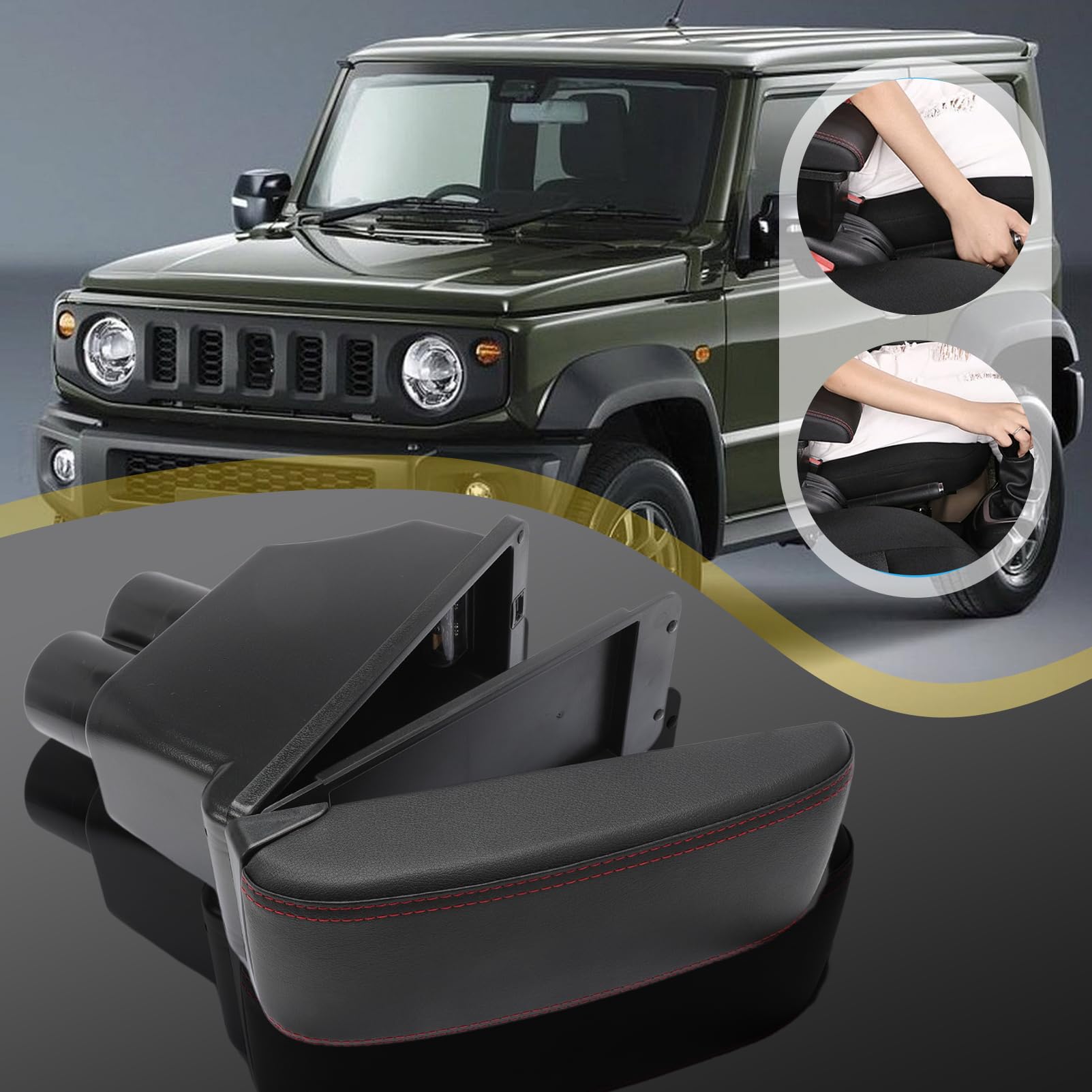 Bracciolo per Suzuki Jimny 2007-2018 JB23 JB33 JB43 JB64 JB74 Bracciolo Centrale per Console Centrale con Vano Portaoggetti Scatola per Braccioli con 3 Porte di Ricarica USB