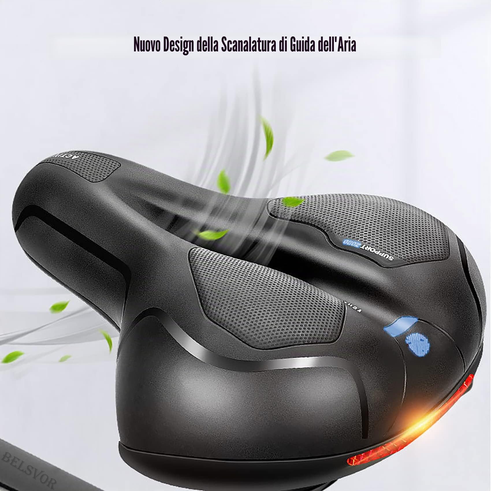 Sella Bici Comoda, con Sfera Ammortizzatore a Doppia Molla, Sella in Gel Ergonomica, per Mountain Bike/MTB/Biciclette Pieghevoli, Sella Bici con Attrezzo