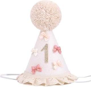 Bow 1st Birthday Hat for Girls – Boho First Birthday Crown, Baby Girl Pink Party Hat, Bow Theme Decorations, Cake Smash Outfit