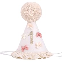 Bow 1st Birthday Hat for Girls Boho First Birthday Crown, Baby Girl Pink Party Hat, Bow Theme Decorations, Cake Smash Outfit