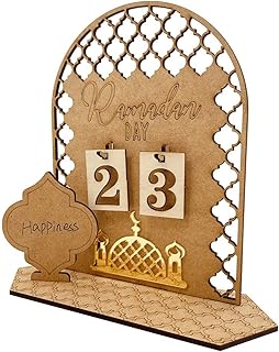 Ramadan Advent Calendar Wooden Countdown Calendars Decor, Rustic Wooden 30 Days Countdown Ramadan Calendar Til Eid Ramadan Mubarak Table Centerpiece Ramadan Gift for Kids, Ramadan and Eid Decor
