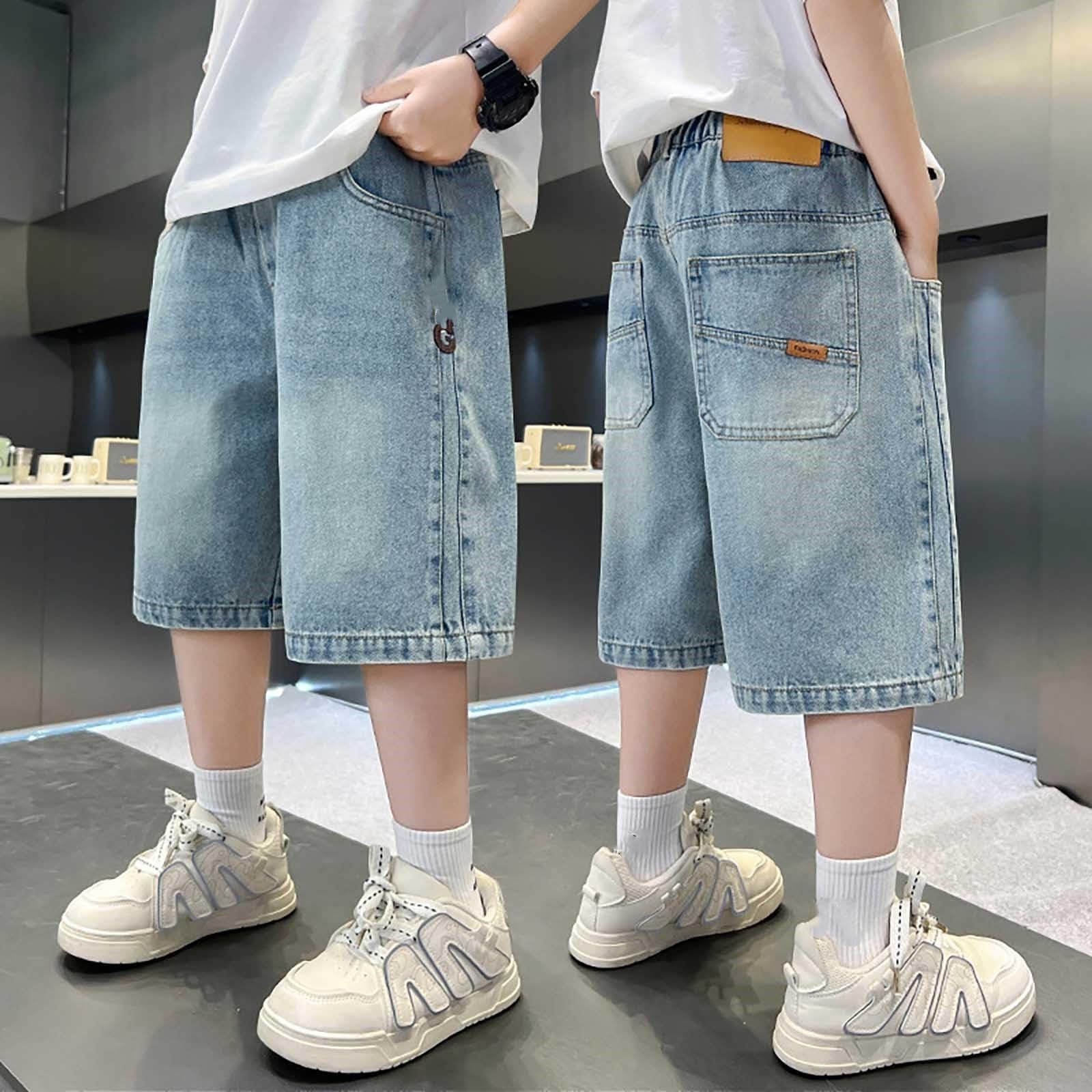 Baggy Jeans Shorts Jungs 4-14 Jahre Y2k Kurze Jeans Hip Hop Vintage Denim Teenager Streetwear Sommer Bermuda