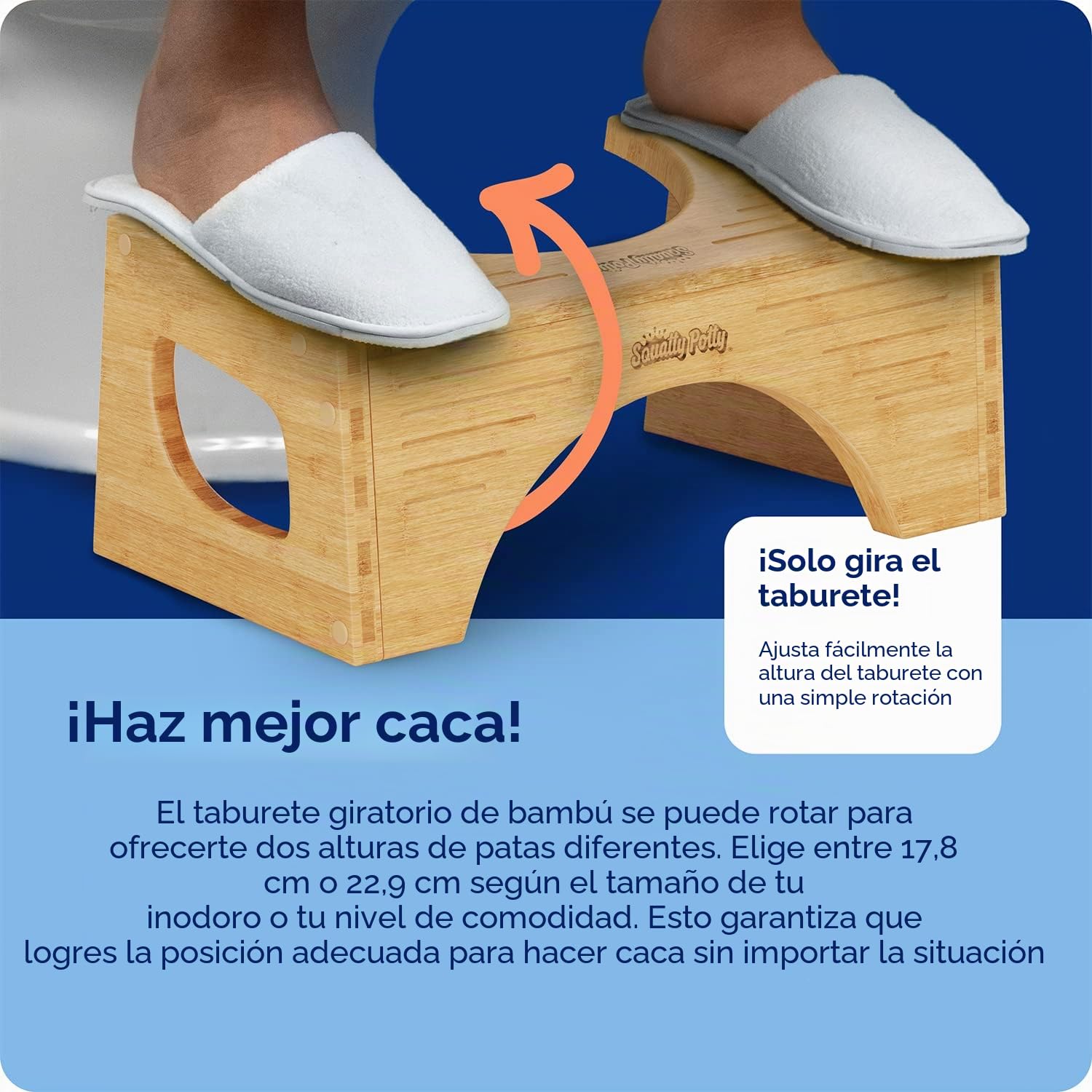 Squatty Potty Original Bamboo Flip - Taburete de inodoro para baño, altura ajustable de 7 y 9 pulgadas, color marrón