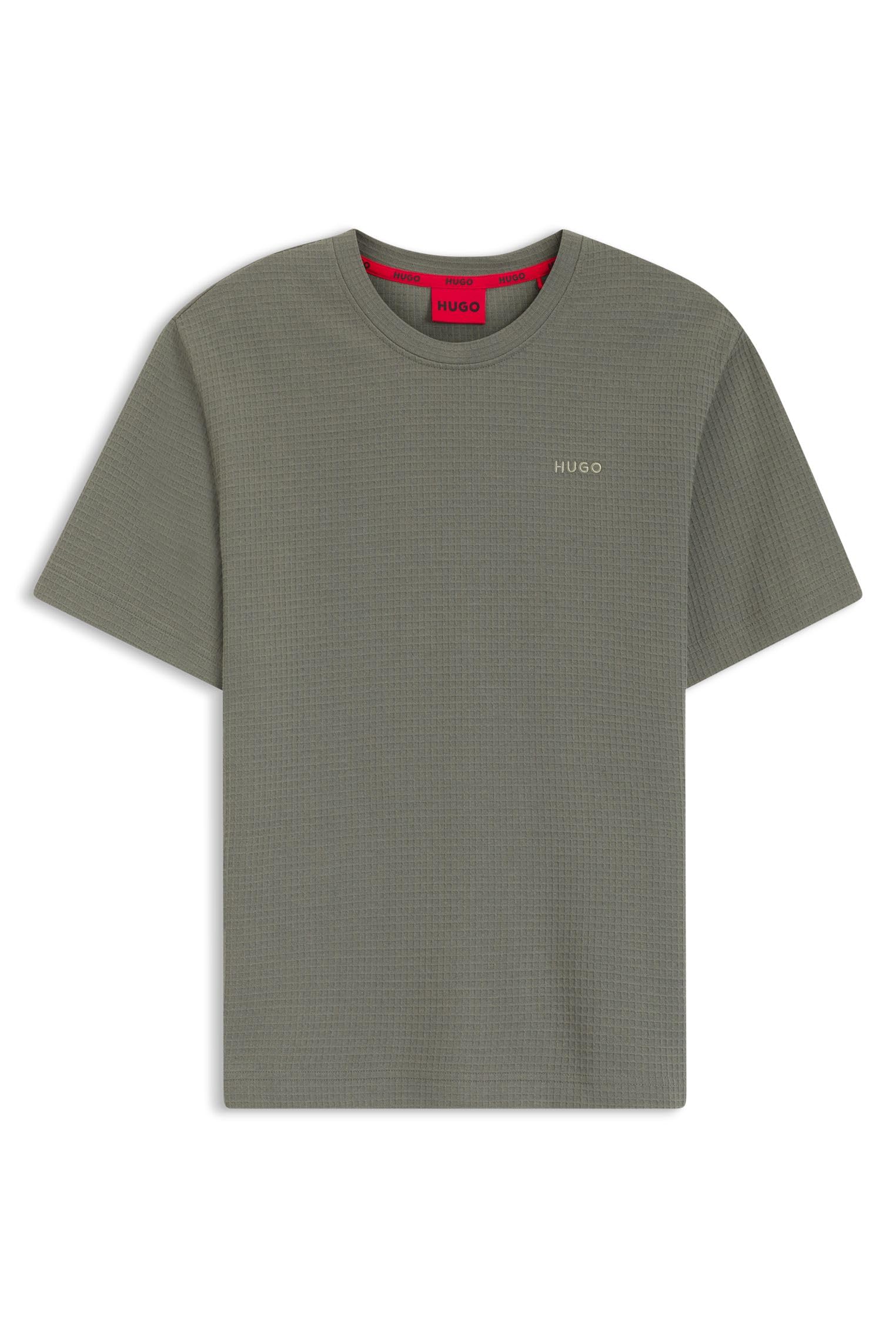 HUGO Mens Austin T-Shirt Waffle-Structured Pyjama T-Shirt with Embroidered Logo