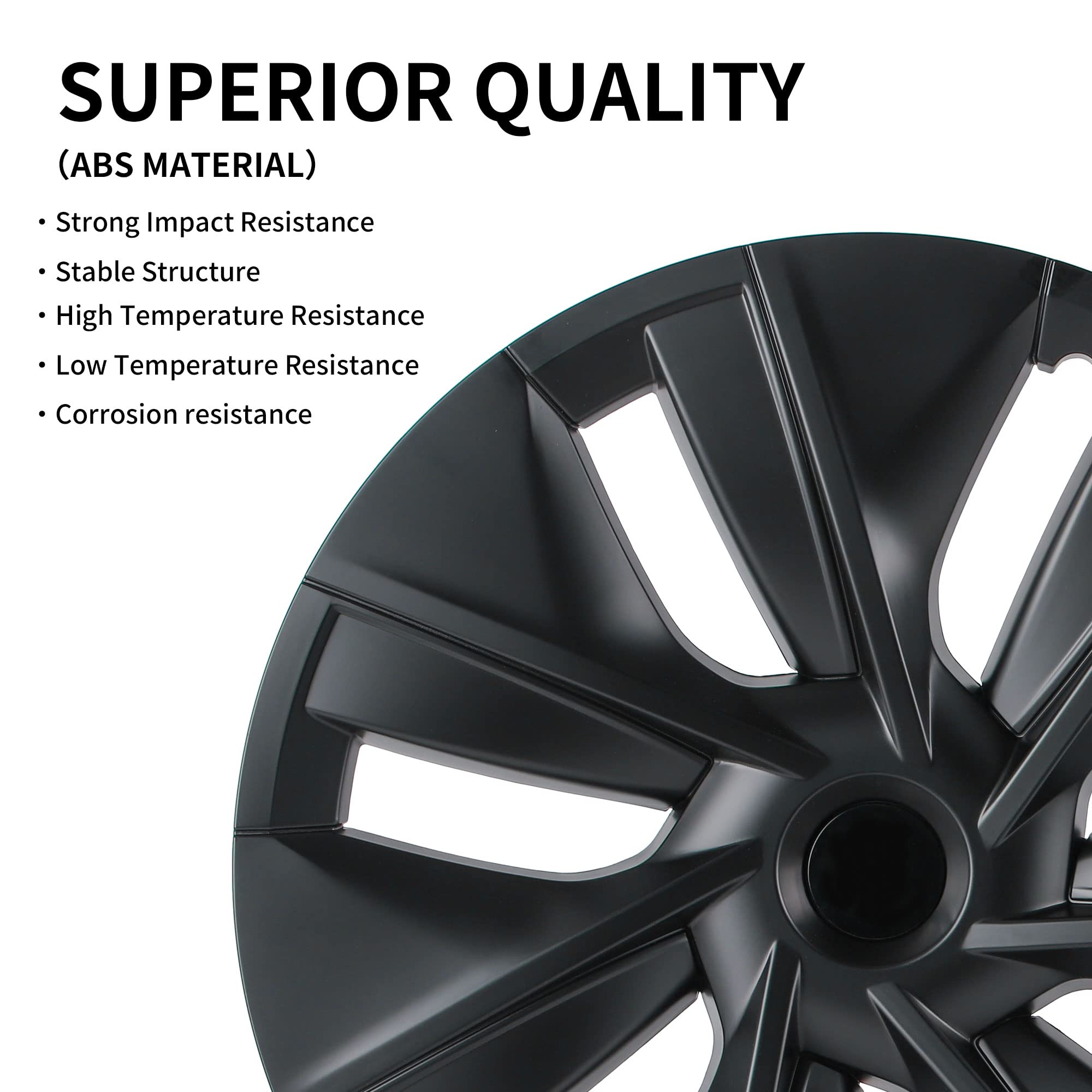 YIZBAP 4PCS Tesla Model Y Hubcaps - 19 Inch Matte Black Gemini Style Wheel Cover Hub Cap Fit 2020-2023 Model Y
