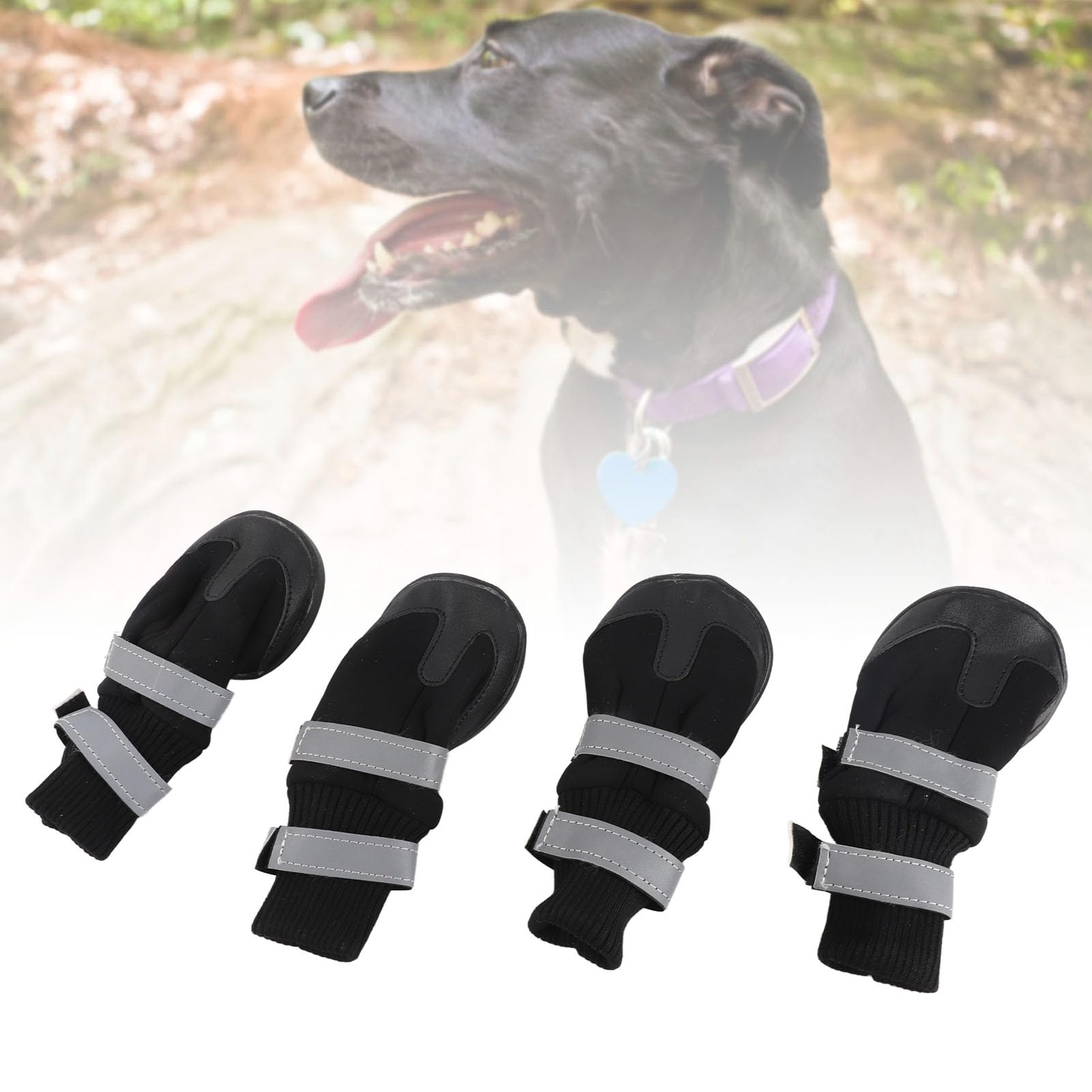 Zerodis 4 Piezas de Botas para Perros, Zapatos de protección Antideslizantes Negros para Perros Botas de protección cálidas Impermeables para Perros medianos y Grandes(XL Azul)