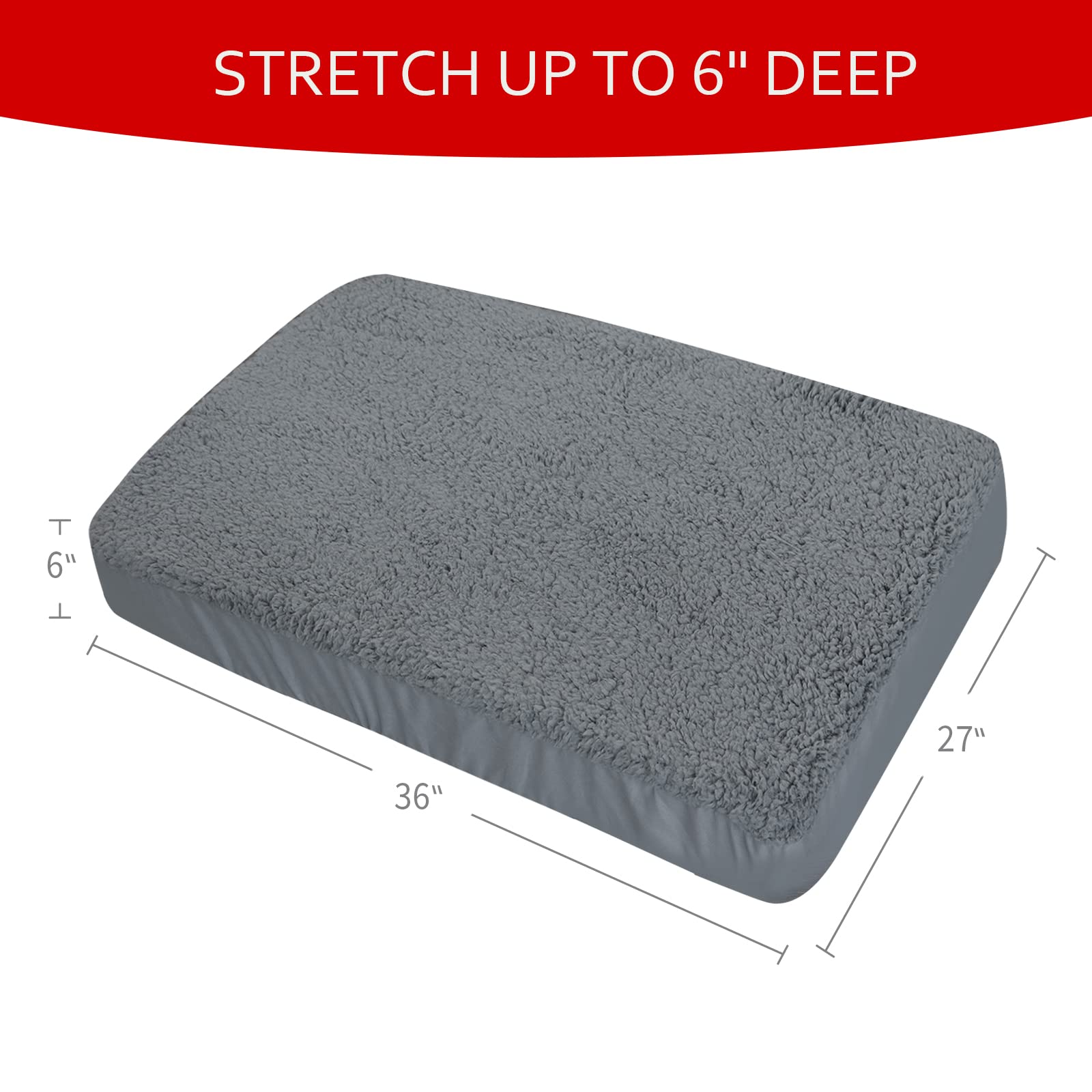 Fundas de cama para perro, felpa suave, lavable, impermeable, forro de cama para mascotas, color gris, 36 x 27 pulgadas, para perro/gato, solo funda