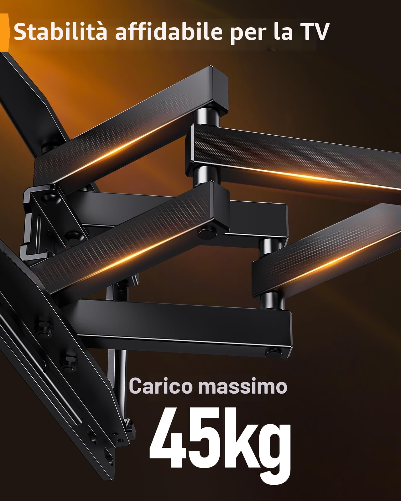 Perlegear Supporto TV Parete, con Luci LED per TV da 26 a 65 Pollici Fino a 45 kg, VESA Max 400x400 mm, Rotazione Estensione Inclinazione e Retroilluminazione Musicale PGMF20