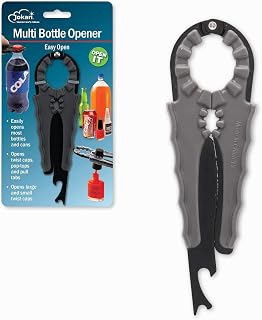 Jokari 3-in-1 Multi Bottle Jar Can Opener - Easy Grip Arthritis Aid for Weak Hands, Twist Caps, Pull Tabs, Small Lids Black