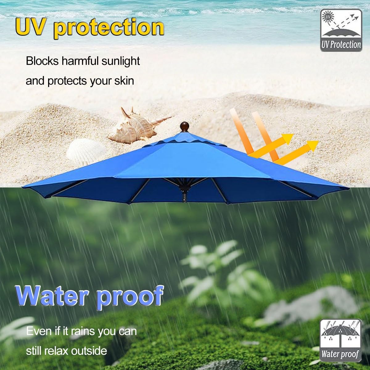 Parasol tarasowy, zapasowy baldachim, odporny na promieniowanie UV, pokrowiec na 2 m / 2,7 m, parasole 6/8 żeber, idealny na plażę, taras, balkon, do ogrodu na zewnątrz