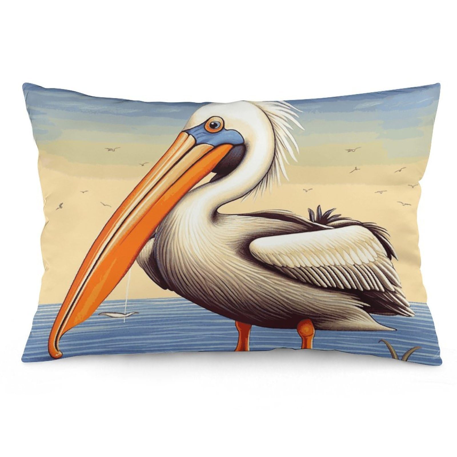 2 Pack Pillow Cases for Hair and Skin, Soft Breathable Pillow Case Covers with Hidden Zipper, Pelican Birds Pillowcase 20"x30" Pillow Covers for Sleeping Gift
