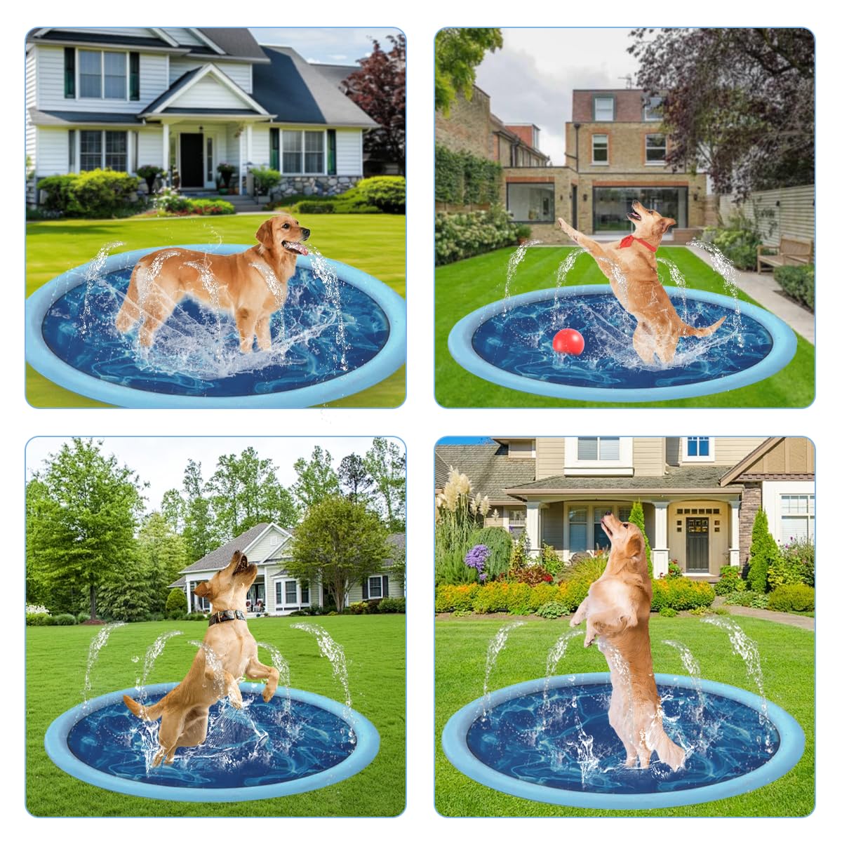 Vasca per Cani, Materassino per Giochi D'Acqua, Vasca per Cani Fashionable, Sprinkler Pad Piscina, Bagno per Animale Piscina Realizzato in Materiale PVC Ecologico