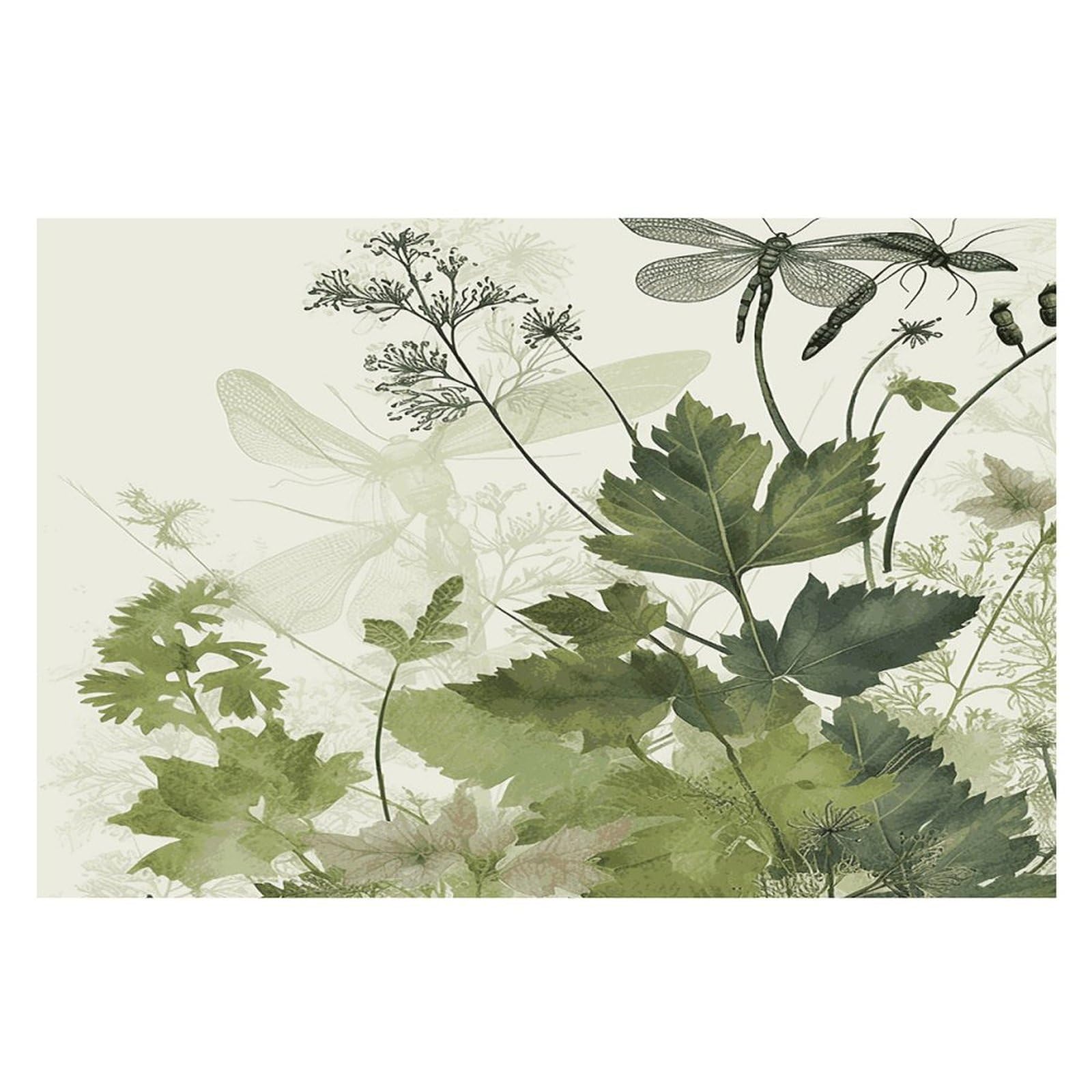 Foliage and Herbs with Dragonflies Winged Placemats Heat-Resistant Washable Place Mats Anti Slip Dining Table Place Mats Wipeable Dining Table Mats Kitchen Decoration Placemats 17.7’’×11.8’’
