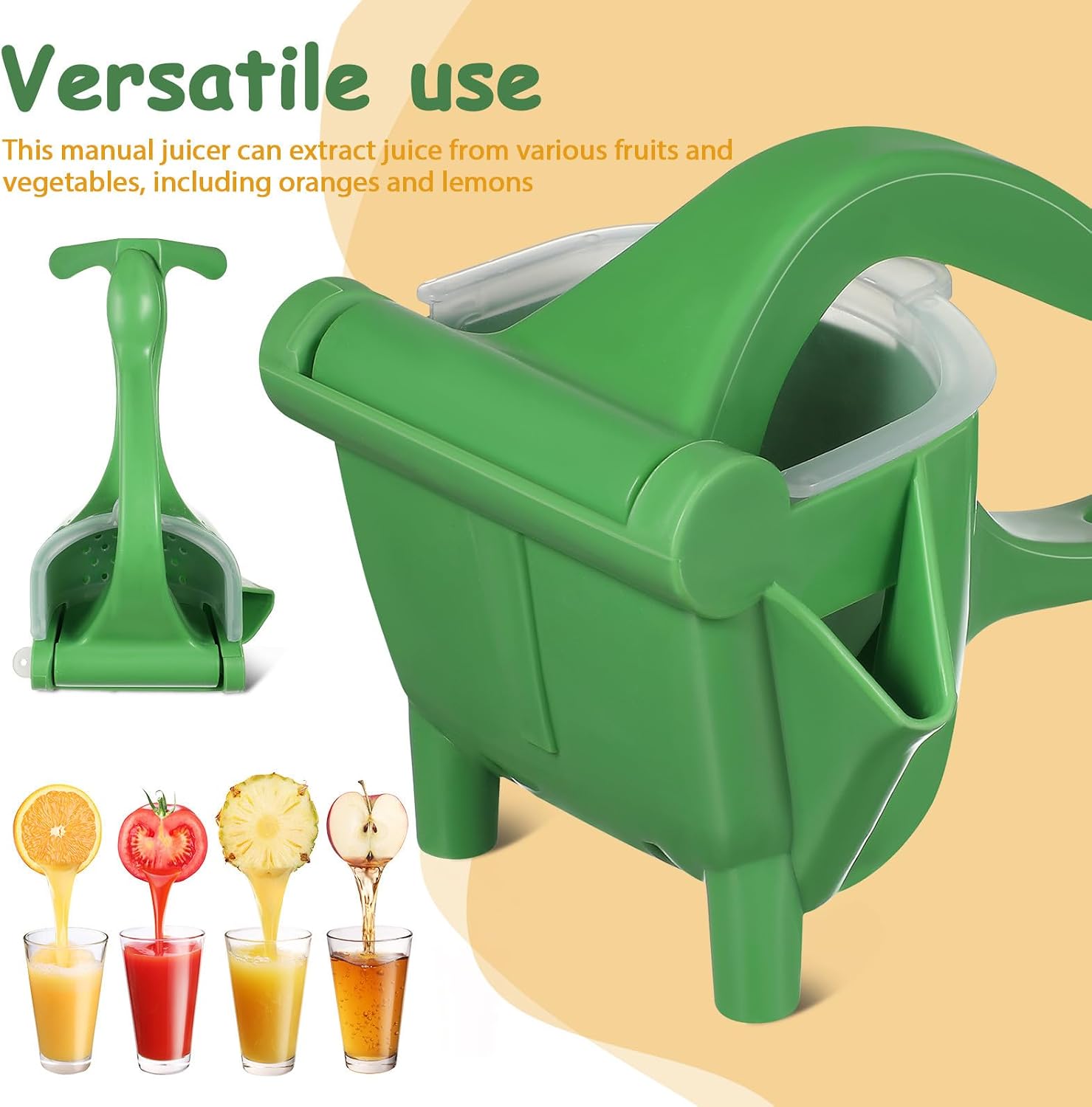 VALICLUD 2 Pcs Light Green Manual Citrus Juicer Plastic Handheld Lemon Lime Squeezer Space Saving Design for Pomegranates and Vegetables Nutrient Retention