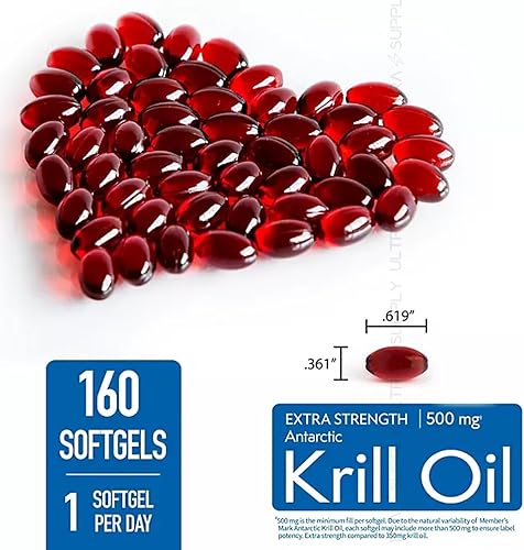 Miniatura 3 de Members Mark - Aceite de krill (160 unidades) Omega-3 antártico extra fuerte, 500 mg | Apoyo para la salud cardíaca, absorción mejorada, sin regusto